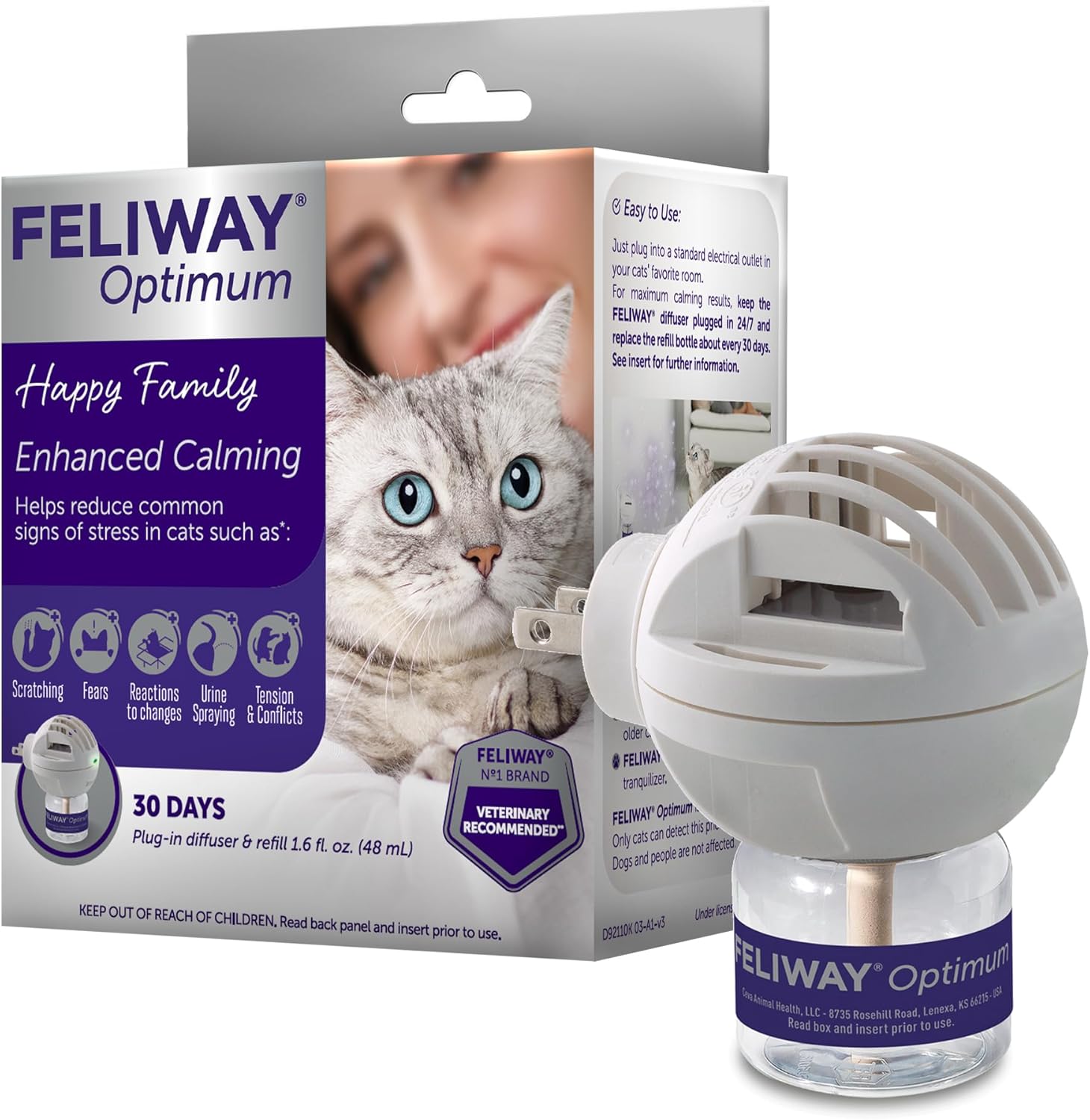 FELIWAY Optimum Cat, Enhanced Calming Pheromone Diffuser, 30 Day Starter Kit (48 mL) - Image 2
