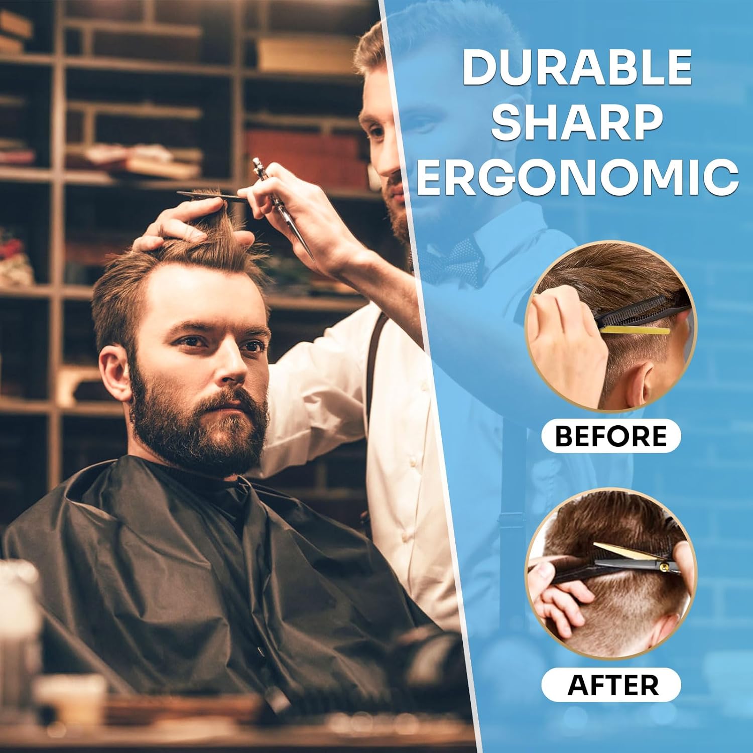 Hair Cutting Scissors Shears Kits, 15 Pcs Professional Hairdressing Scissors Set, Stainless Steel Hairdressing Shears Set Professional Thinning Scissors for Barber/Salon/Home/Men/Women/Kids/Adults - Image 8