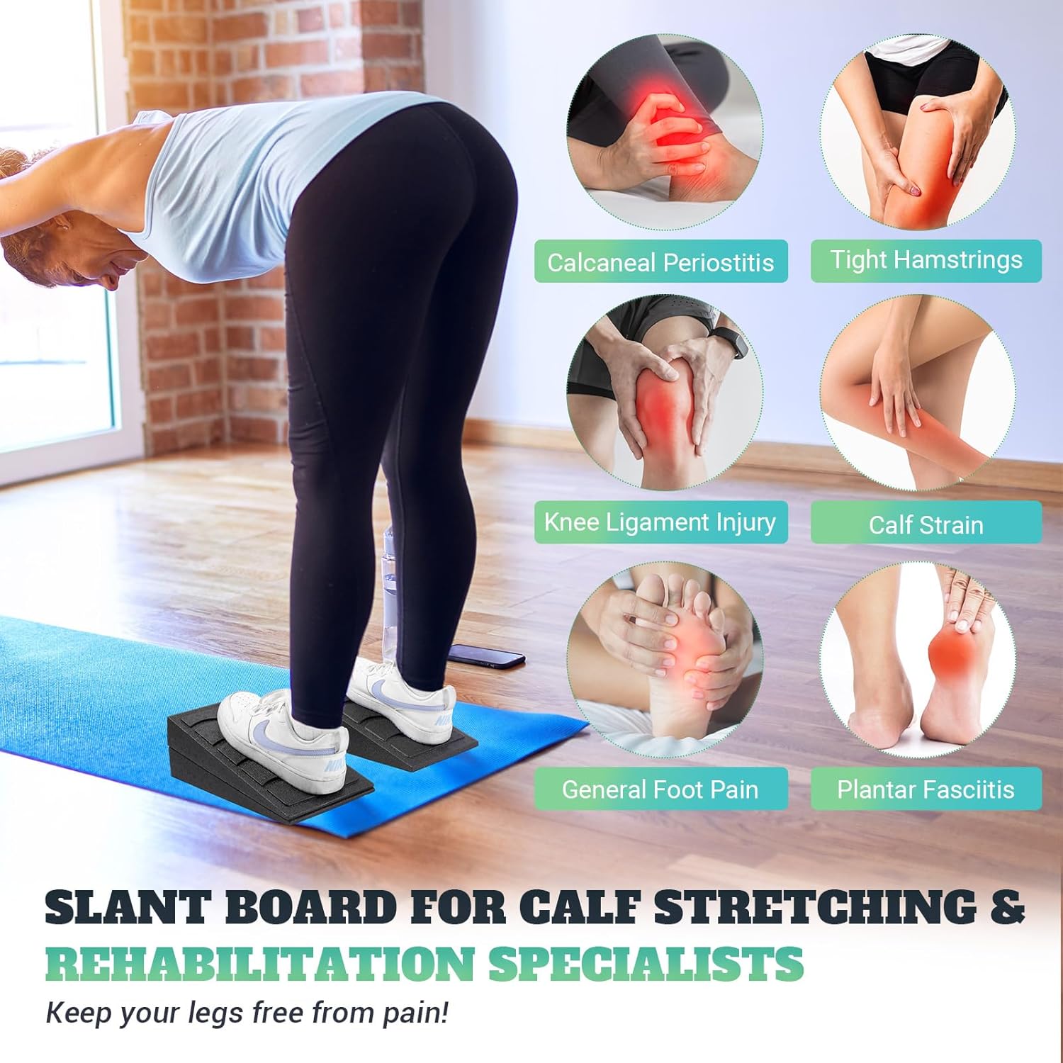 Slant Board for Calf Stretching, 5 Adjustable Angles Incline Board for Squat Wedge, 480 lbs Weight Capacity Calf Stretch Yoga Foam Wedge for Exercise, Squat, Ankle Mobility & Physical Therapy - Image 5