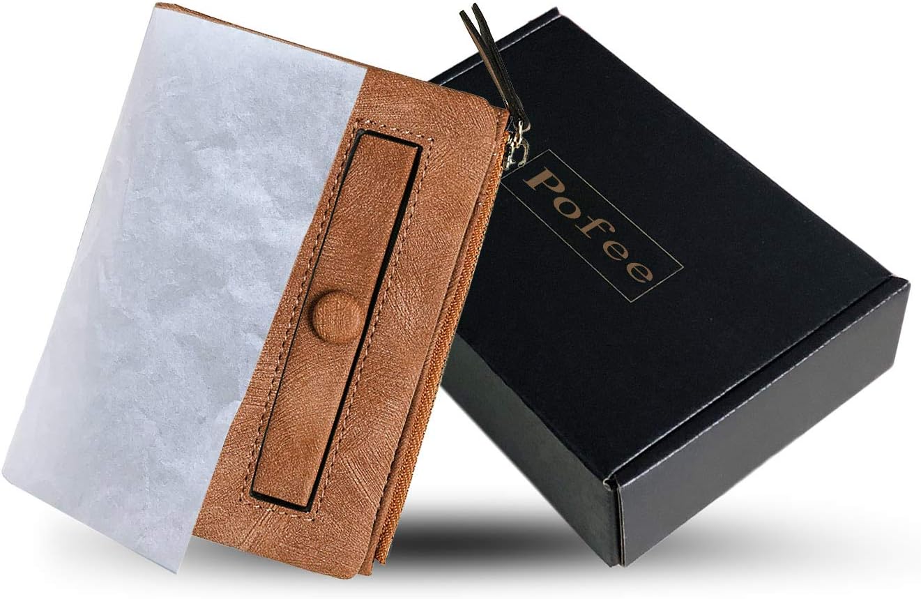 PofeeXIO Womens Wallets Small Rfid Ladies Bifold Wallet With Zipper Coin Pocket,Mini Purse Soft Compact Thin (Light Brown) - Image 5