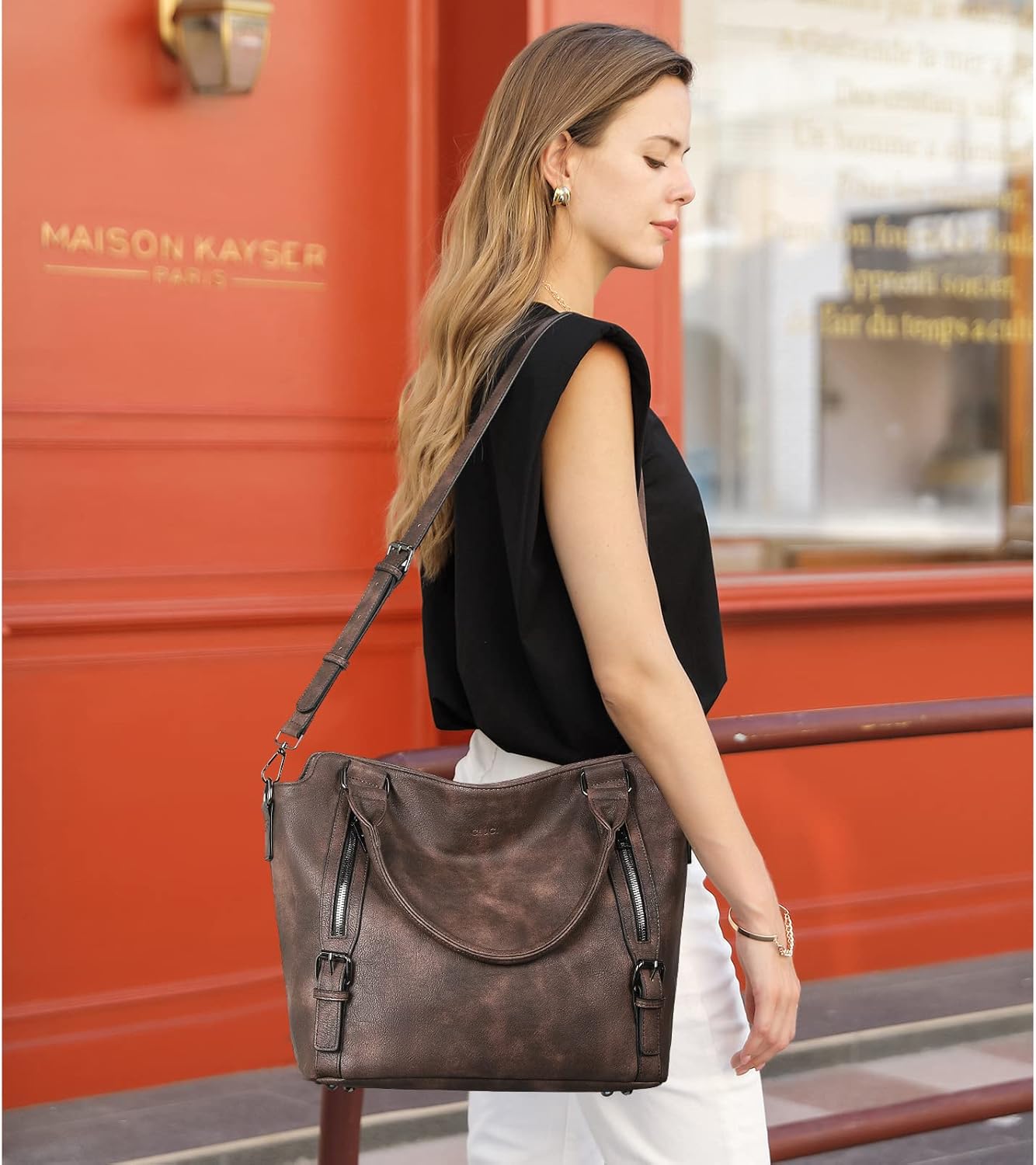 CLUCI Purses for Women Vegan Leather Handbags Tote Purse Shoulder Bag Large Ladies Hobo Bags - Image 3