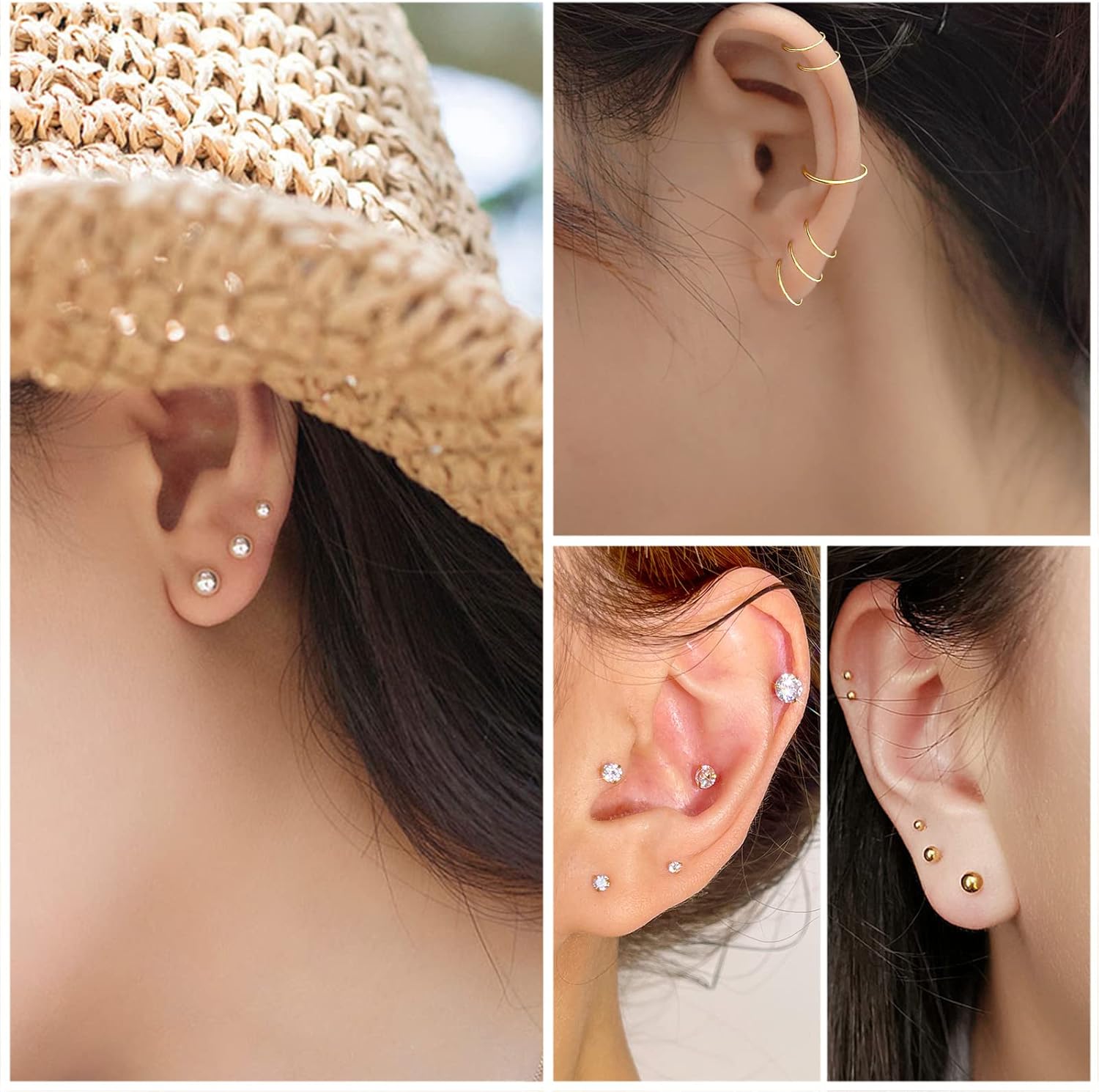 IFKM 36 PC Gold Plated Jewelry Set with 4 Necklace, 11 Bracelet, 7 Ear Cuffs Earring, 14 Knuckle Rings for Women Girls Valentine Anniversary Birthday Friendship Gift - Image 6