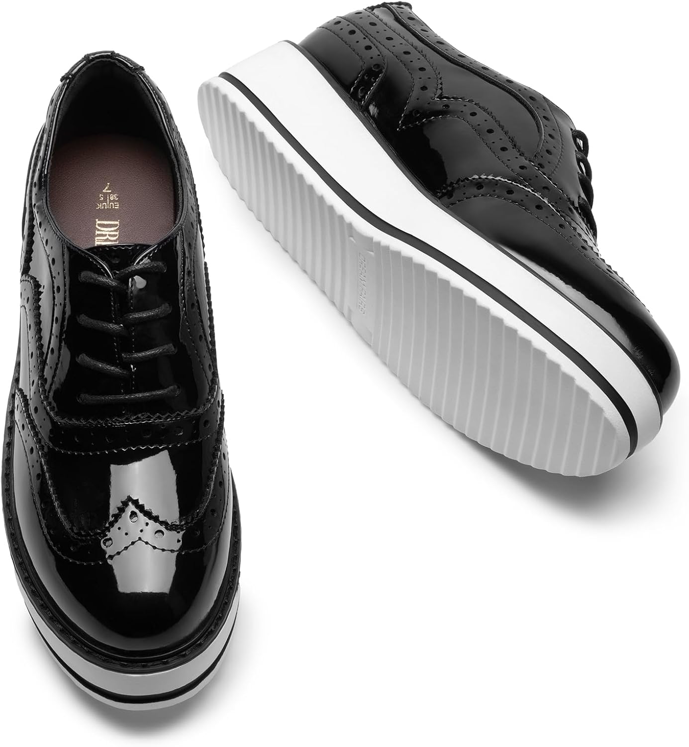 DREAM PAIRS Women's Platform Oxfords Lace-up Wingtips Round Toe Dress Shoes - Image 7