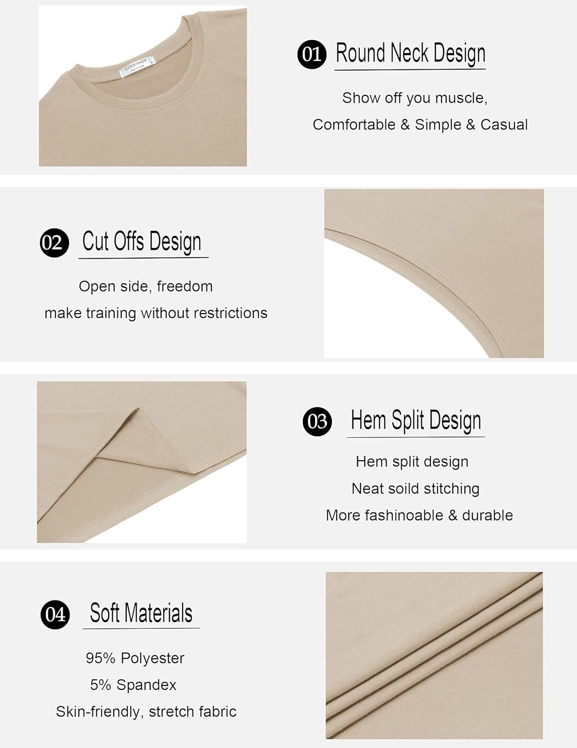 COOFANDY Men Workout Tank Top Gym Bodybuilding Sleeveless Muscle T Shirts Cut Off Shirts - Image 7