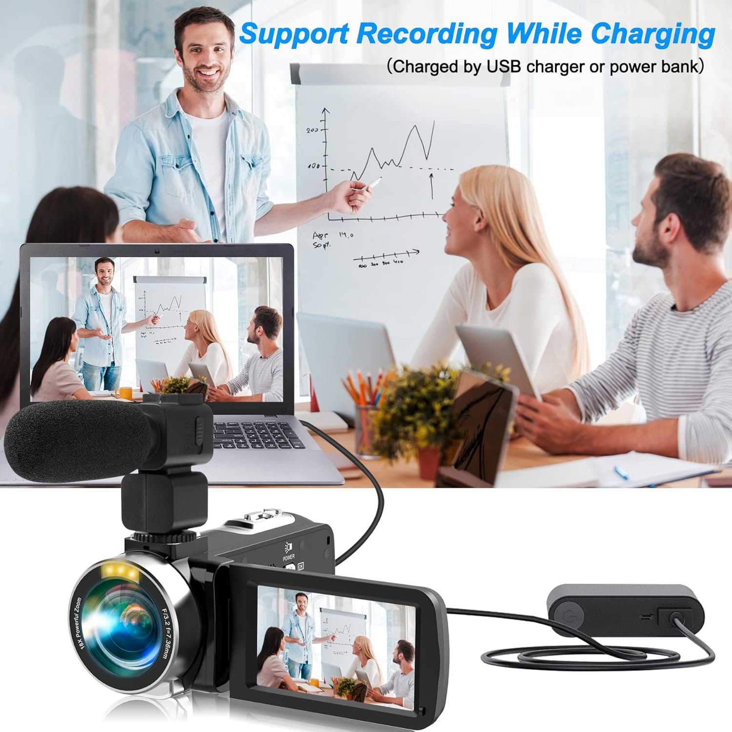 Video Camera Camcorder Full HD 4K 60FPS 48MP WiFi IR Night Vision Vlogging Camera for YouTube Digital Camera Recorder 18X Zoom Camcorders with 3.0" Touch Screen,2 Batteries and 32G SD Card - Image 5