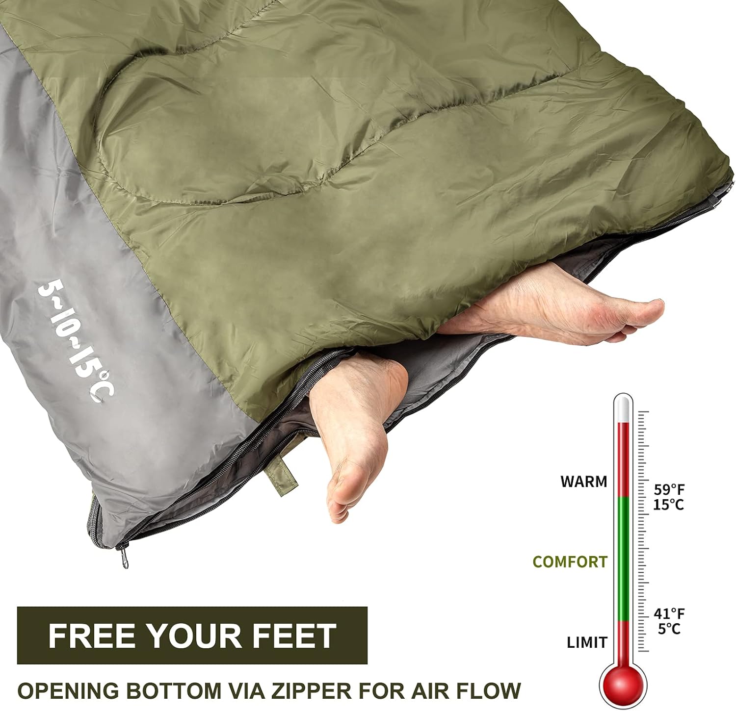 Night Cat Camping Sleeping Bag for Adults Portable Lightweight Backpacking Hiking Traveling Indoor Outdoor Temperature 5-15℃ Switch to a Quilt or Blanket - Image 7