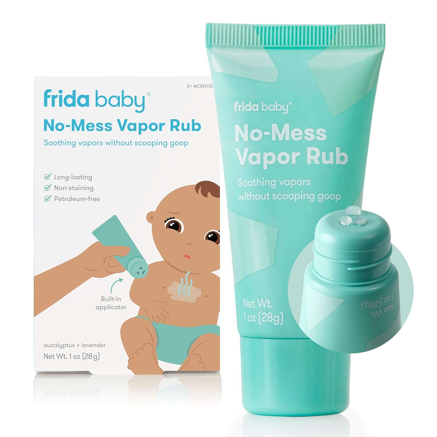 Frida Baby No-Mess Vapor Rub, Baby Vapor Rub for Chest, Neck, Back + Foot,Non-staining, Petroleum-Free Hands-Free Applicator Tube, Soothing Eucalyptus & Lavender for Sleep - Image 2