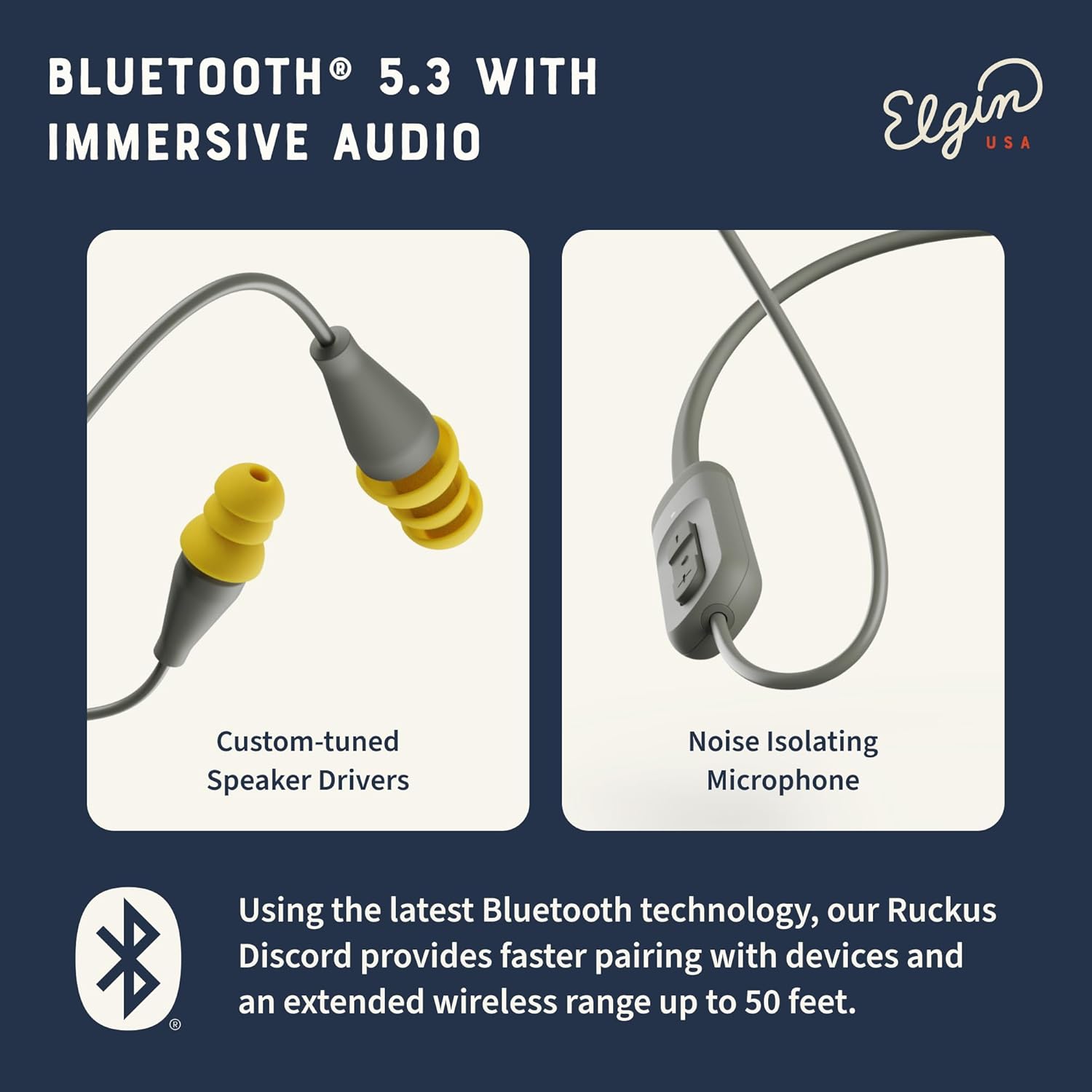 Elgin Discord Bluetooth Earplug Earbuds, OSHA Compliant Noise-Isolating Safety Wireless Headphones, All-Weather Earphones for Industrial Work, and High-Noise Environments - Image 7