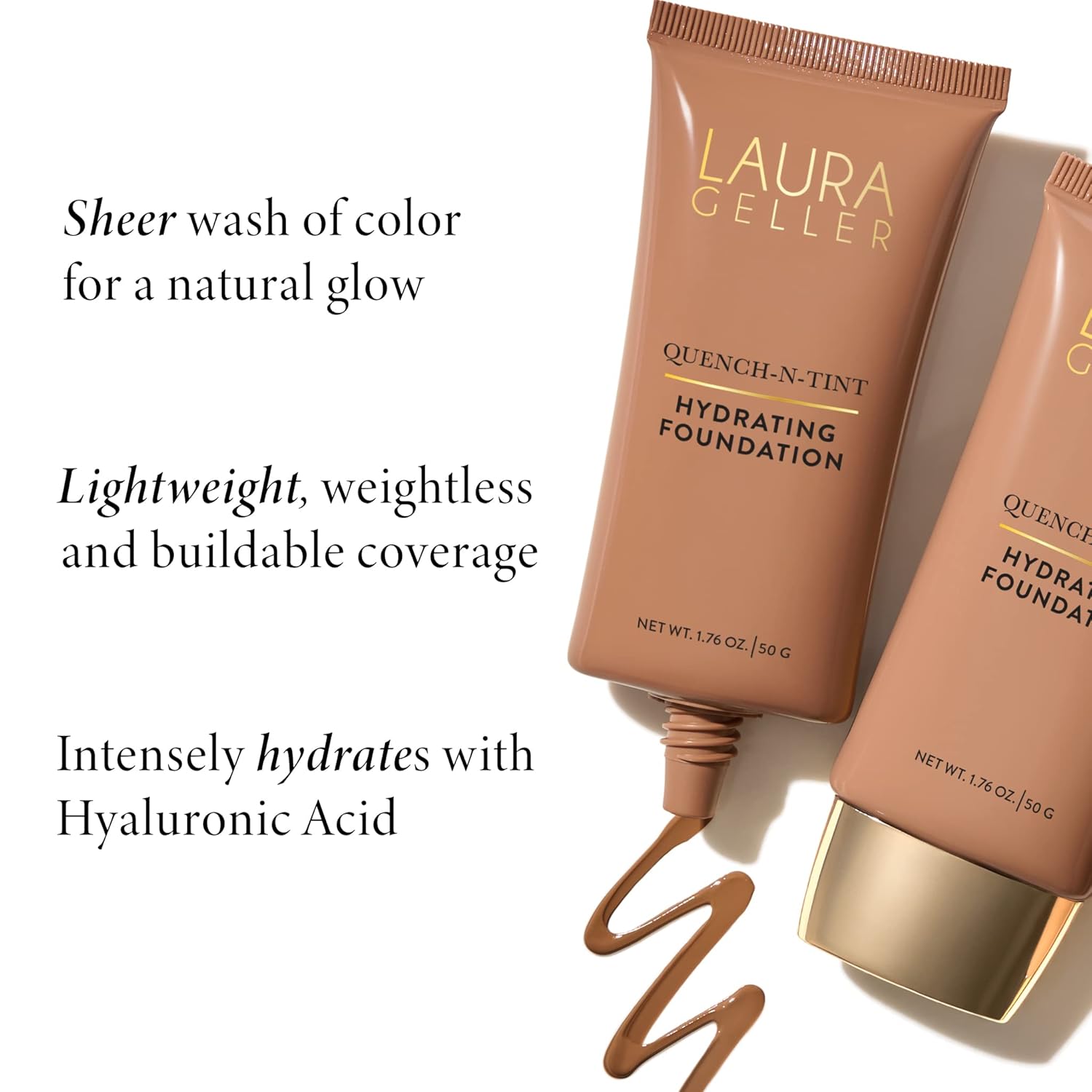 LAURA GELLER NEW YORK Quench-n-Tint Hydrating Foundation - Medium/Deep - Sheer to Light Buildable Coverage - Natural Glow Finish - Lightweight Formula with Hyaluronic Acid - Image 4