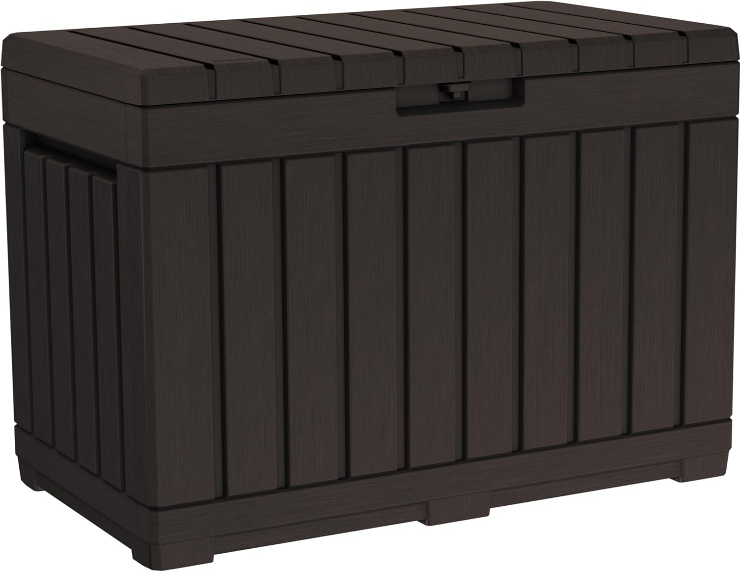 Keter Kentwood 50 Gallon Resin Deck Box-Organization and Storage for Patio Cushions, Throw Pillows and Garden Tools, Brown - Image 2