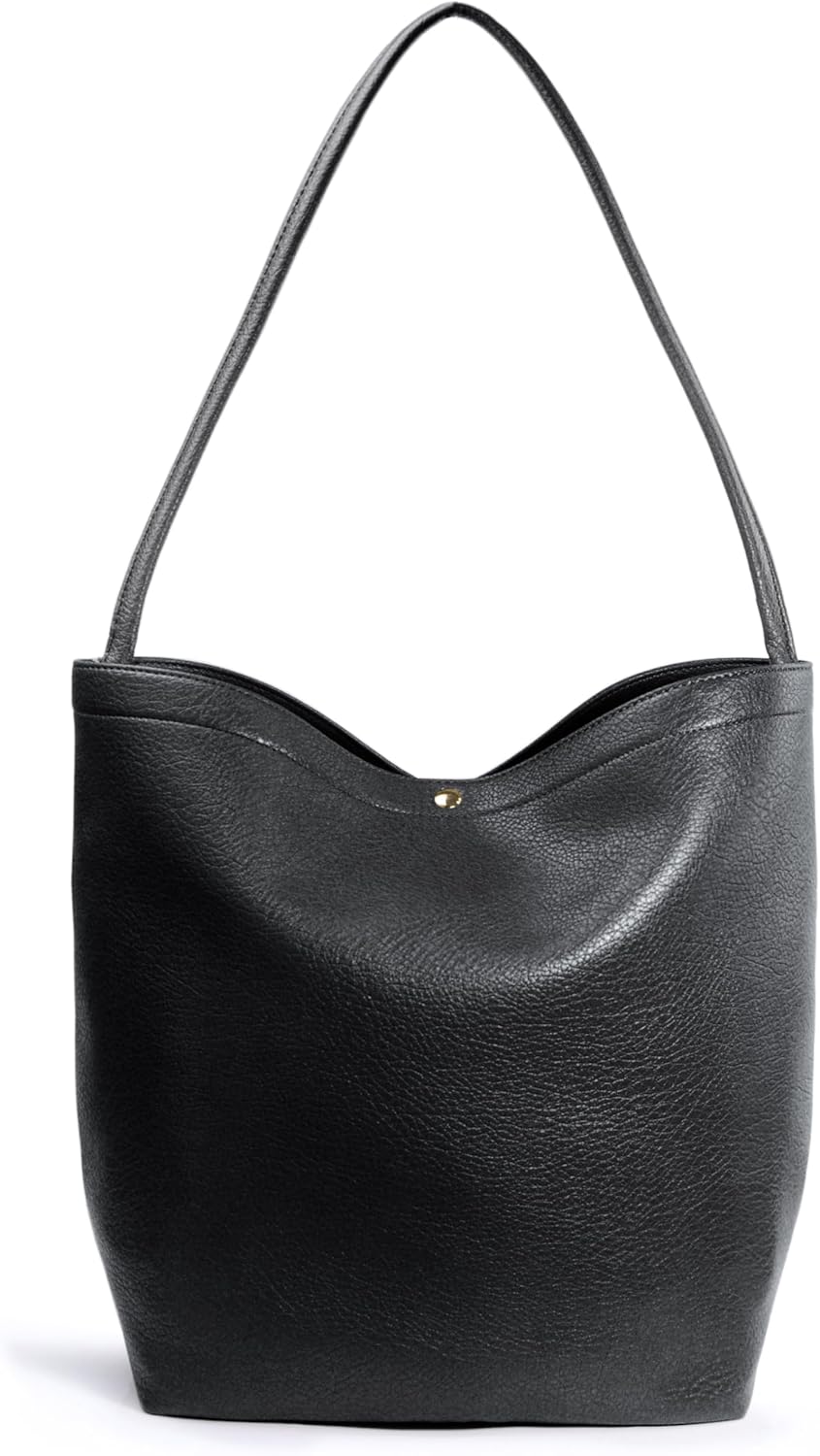 Hobo Bags for Women Vegan Leather Bucket Bags Minimalist Shoulder Handbag - Image 2