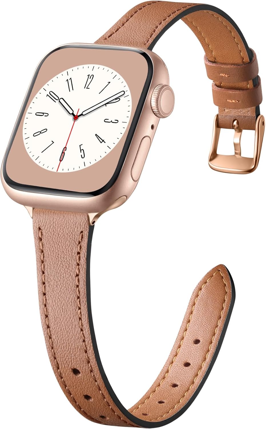 Charlam Slim Leather Band Compatible with Apple Watch Band 40mm 38mm 41mm 42mm 44mm 45mm 46mm Women,Top Grain Genuine Leather Strap Thin Watch Wristband for iWatch Series 10 9 8 7 6 5 4 3 2 1 SE Ultra - Image 2