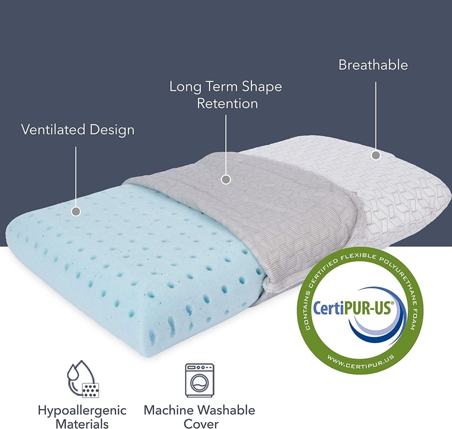 Vaverto Small Memory Foam Bed Pillow for Camping - Compressible Medium Firm, Breathable Cover, Machine Washable, Ideal Backpacking - Image 3