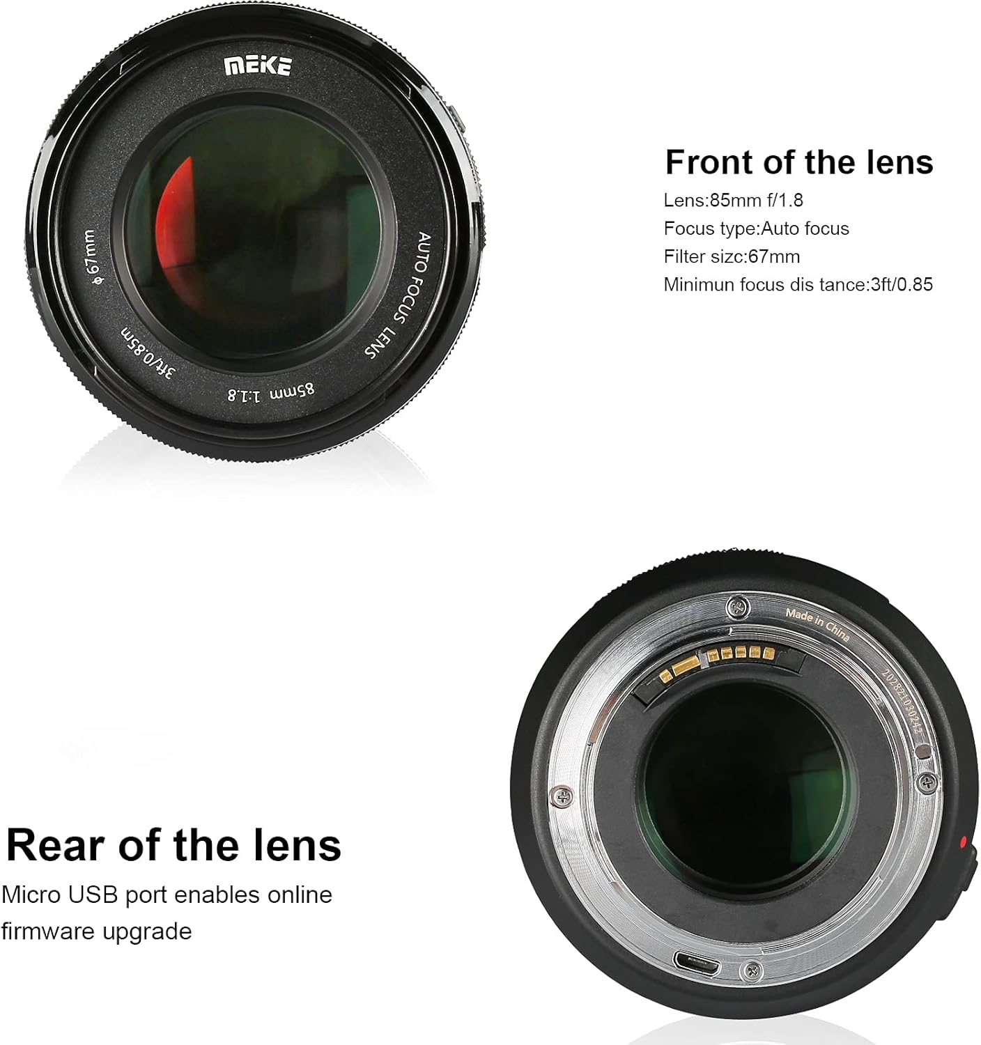 Meike 85mm f1.8 Large Aperture Full Frame Auto Focus Telephoto Lens for Canon EOS EF Mount Digital SLR Camera Compatible with APS C Bodies Such as 1D 5D3 5D4 6D 7D 70D 550D 80D - Image 3