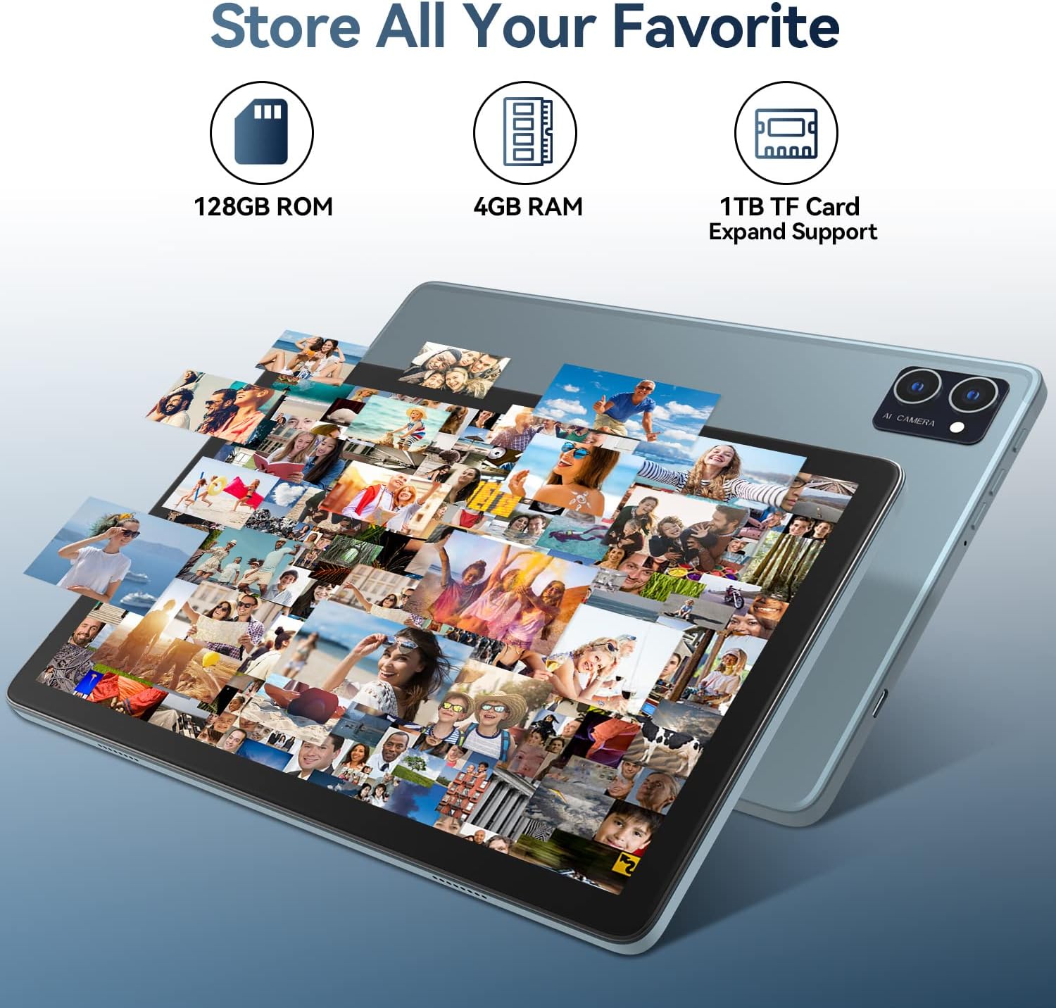 Tablet 2025 Latest Android Tablet 10 inch, Octa-Core 5G WiFi Tablet with Keyboard, 128GB + 8GB + 1TB Expandable Storage, Large Touch-Screen Tablet, 13MP Dual Camera/Bluetooth/GPS/HD Display/Mouse/Case - Image 4