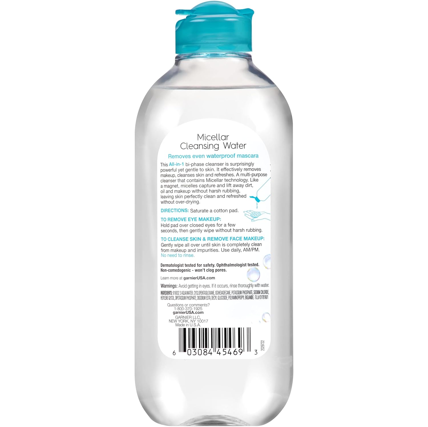 Garnier Micellar Water For Waterproof Makeup, Hydrating Facial Cleanser & Makeup Remover, Suitable for Sensitive Skin, Vegan, Cruelty Free, 13.5 Fl Oz (400mL), 1 Count - Image 3