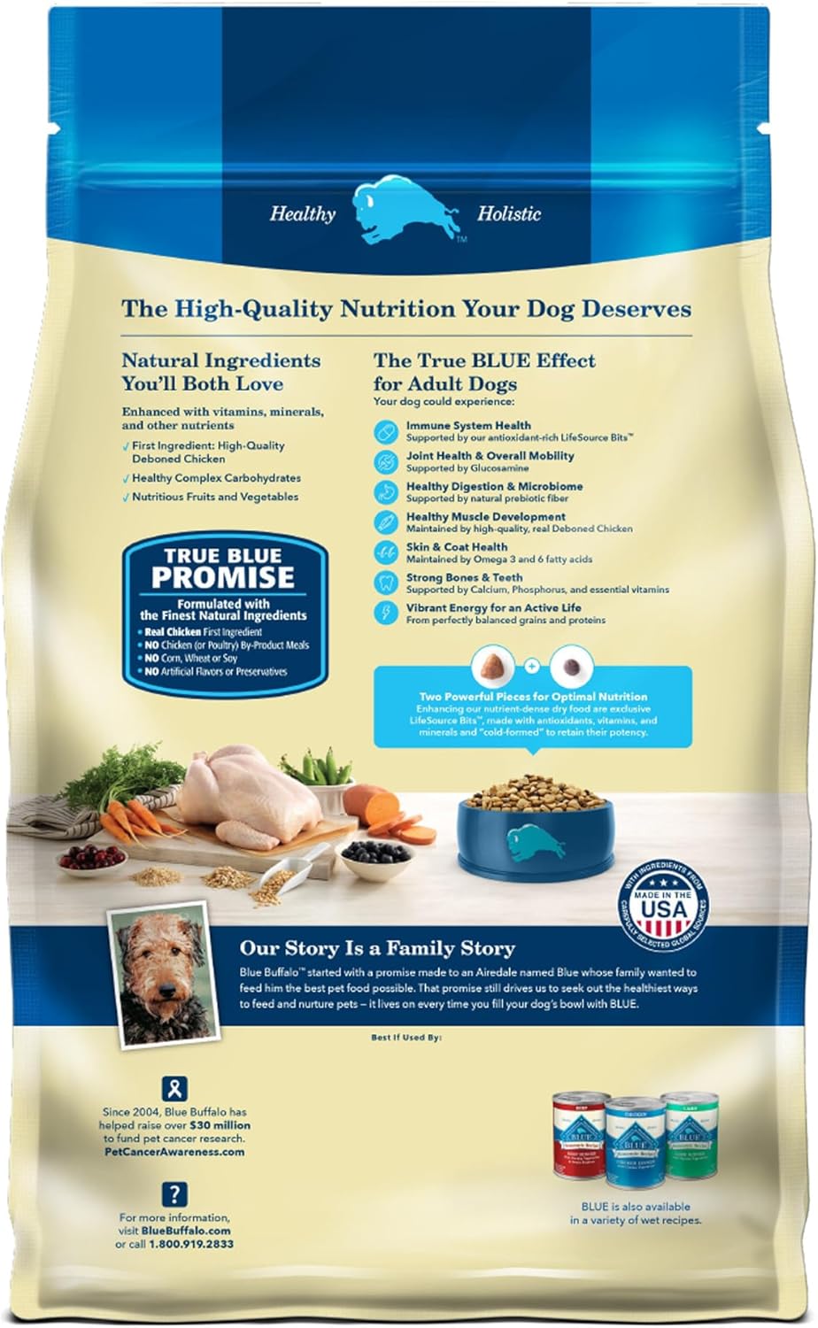 Blue Buffalo Life Protection Formula Adult Dry Dog Food, Helps Build and Maintain Strong Muscles, Made with Natural Ingredients, Chicken & Brown Rice Recipe, 30-lb. Bag - Image 3