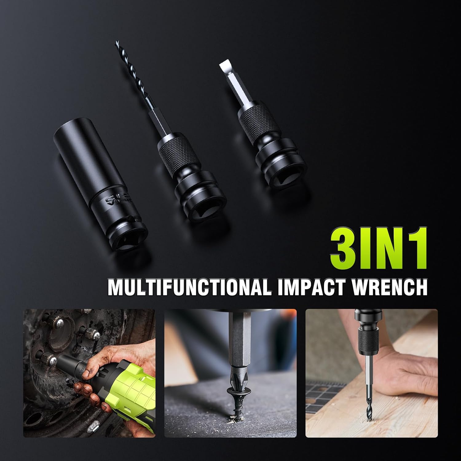 Cordless Impact Wrench, 406Ft-lbs (550N.m) Brushless 1/2 inch, 2800RPM High Torque Impact Gun, 2x 4.0Ah Battery, Charger, 4 Sockets, Electric Impact Wrench for Car Home - Image 6