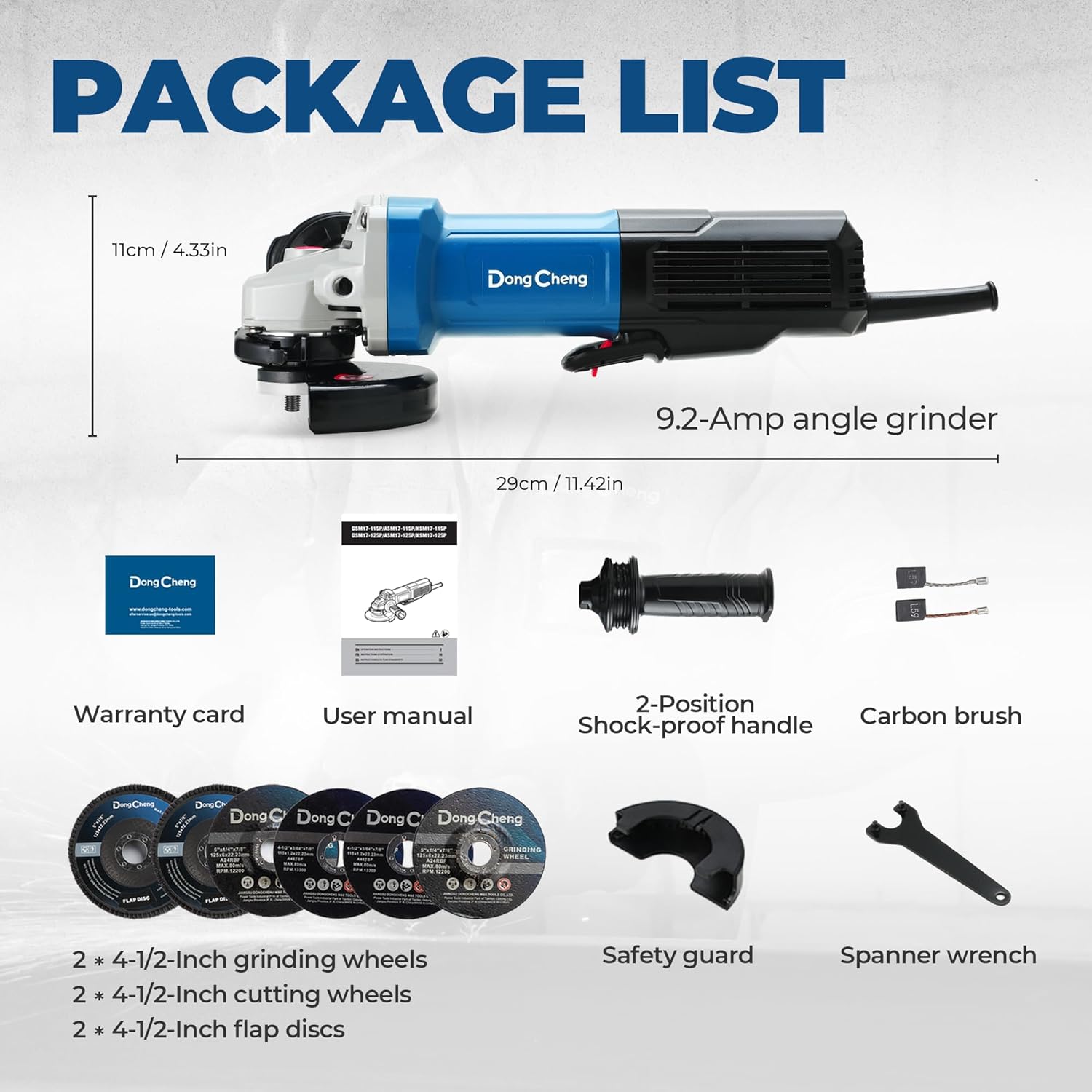 DongCheng 9.2 Amp Power Angle Grinders, 4-1/2 in., 11800RPM, Tool-Free Guard, Electric Metal Grinder Tool, Small Corded Angle Grinder, Paddle Switch, Shockproof Handle for Cutting, Grinding, Polishing - Image 10