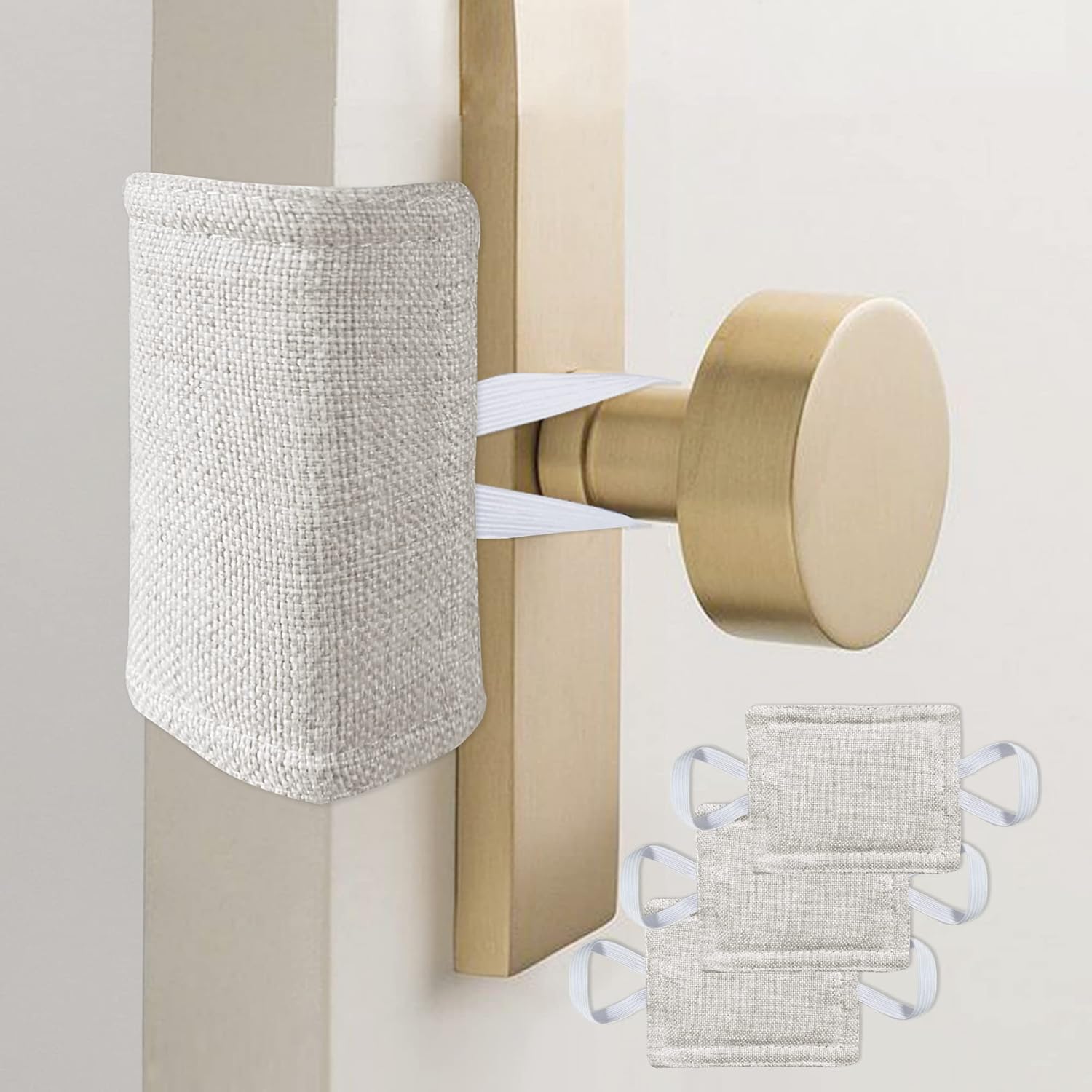 Door Silencer Quiet Door Closer Cushion, Padded Door Latch Cover for Nursery, Baby, Light Sleepers Noise Reduced Prevent from Locking for Toddler Safety - 4 x 3 inch, Natural Colored, Pack-3 - Image 2