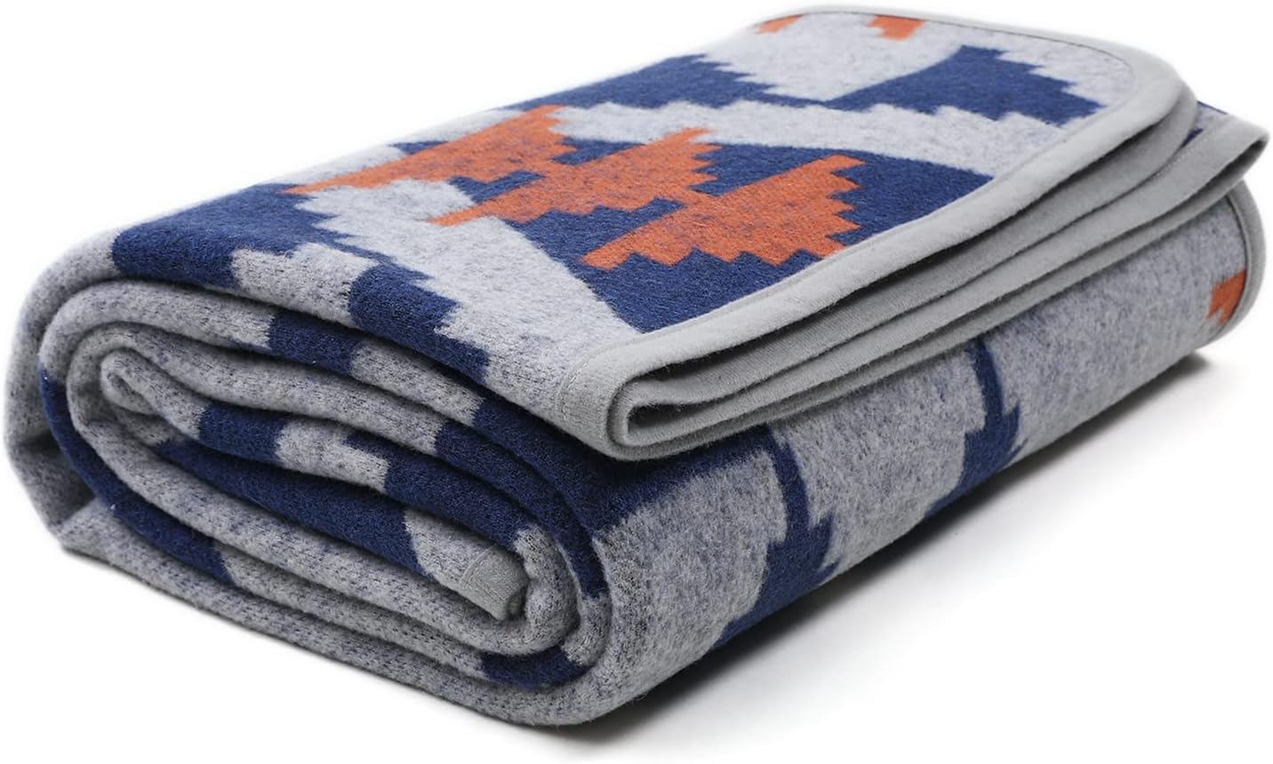 ACUSHLA Merino Wool Camp Blanket - Warm Thick Washable Large Outdoor Camping Sleeping Throw Blanket All Weather, Aztec Grey 79X63 - Image 2