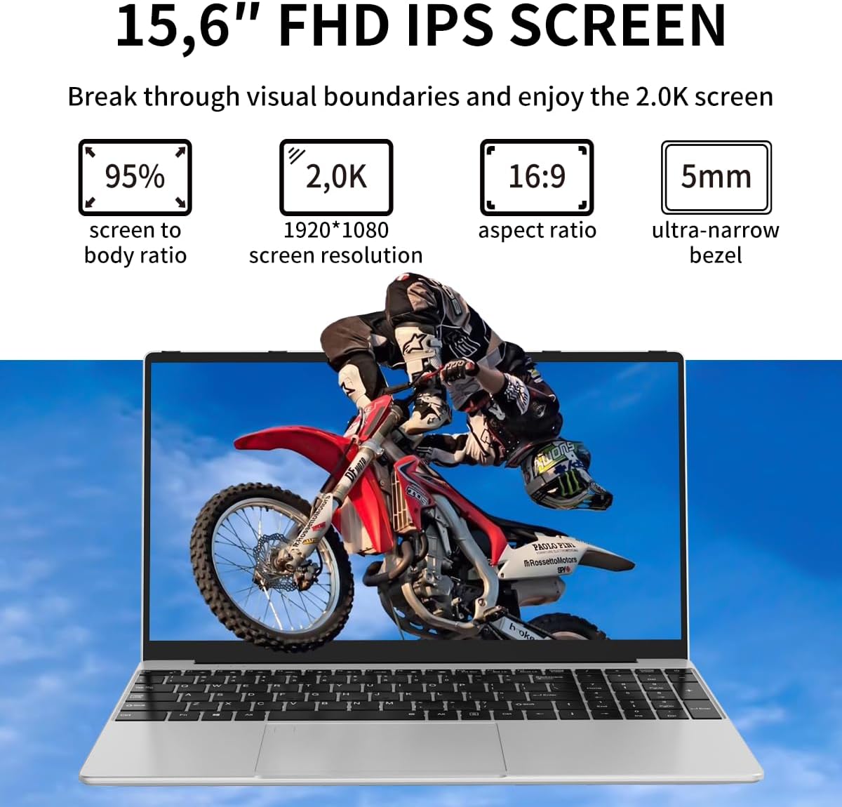 Laptop Computer, Gaming Laptop,16GB DDR4 RAM 512GB SSD, 1.7-3.4GHz Intel N95 Processor, 15.6" FHD 1920 * 1080, 180 Angle Opening, Fingerprint Unlock, Backlit Keyboard, Windows 11 Pro - Image 5