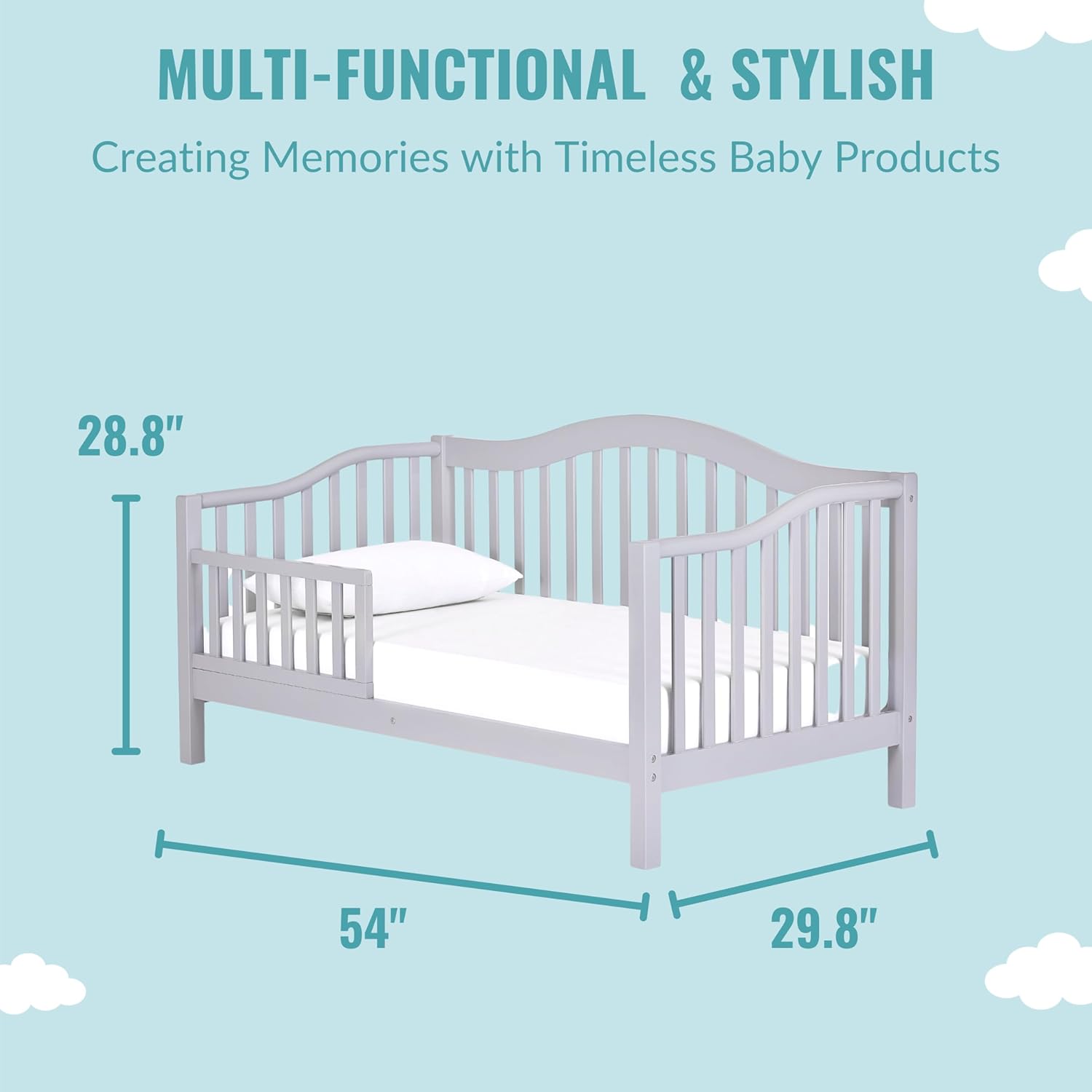 Dream On Me Austin Toddler Day Bed in Pebble Grey, Greenguard Gold Certified - Image 3