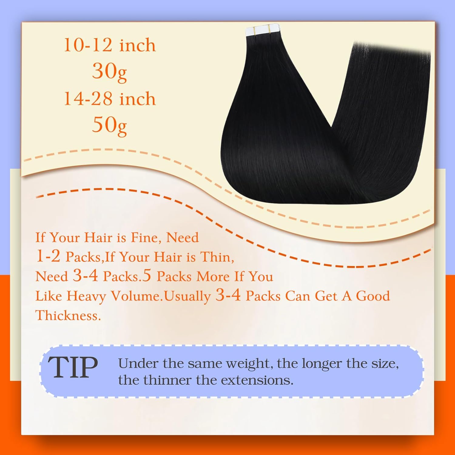 Full Shine Real Human Hair Tape in Extensions Black 24Inch Double Sided for Skin Weft Tape in Hair Extensions 20Pcs 50Gram Color 1 Jet Black Seamless Hair Extensions Real Human Hair Straight - Image 4