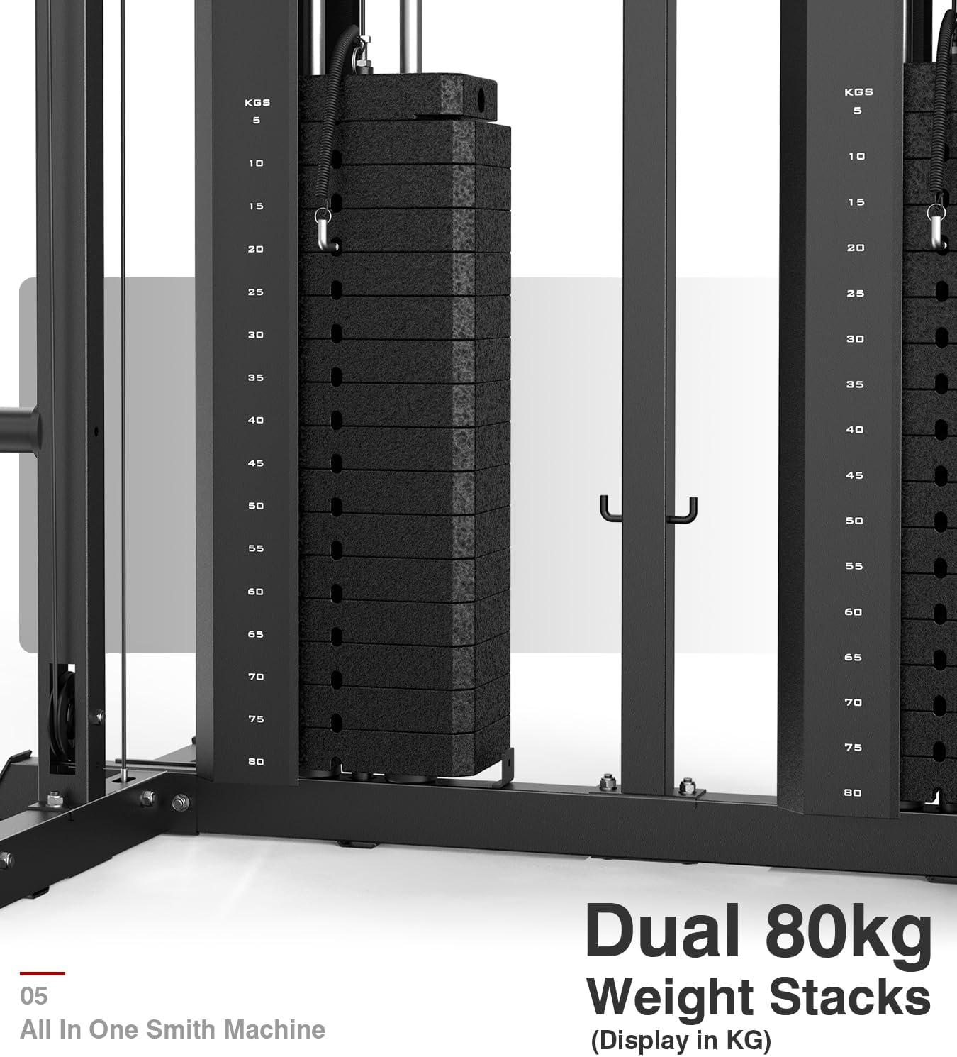 DONOW Smith Machine with Weight Stacks Power Cage Squat Rack Dual Cable Crossover Machine Home Gym Systems Station LAT Pull Down - Image 4