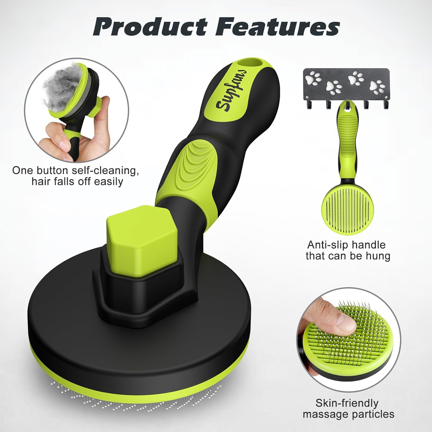 Comotech 3PCS Cat Grooming Kit | Cat Brush | Cat Brushes for indoor Cats | Cat Nail Clipper | Cat Nail Trimmer | Cat Bath Brush | Cat Brush for Shedding - Premium Cat Supplies (Green) - Image 3