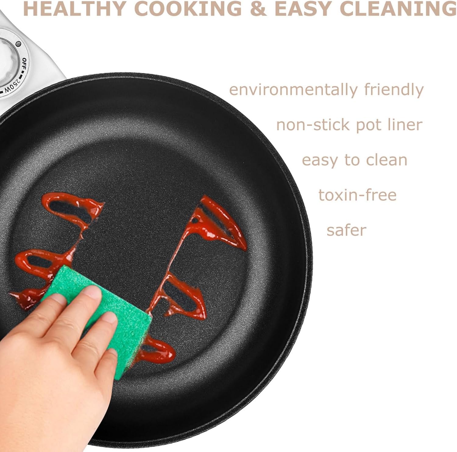 Dezin Hot Pot Electric Upgraded, Non-Stick Sauté Pan, Rapid Noodles Electric Pot, 1.5L Mini Portable Hot Pot for Steak, Egg, Fried Rice, Ramen, Oatmeal, Soup with Power Adjustment - Image 4