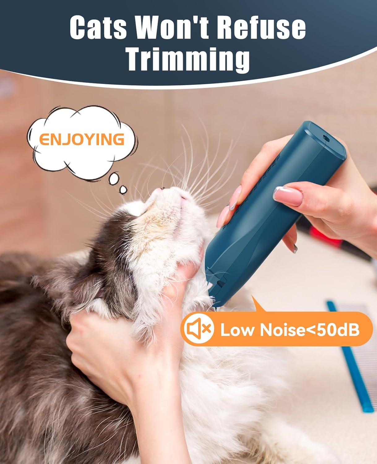 oneisall Pet Clipper for Cat Matted Hair, Pet Shaver for Cats Quiet Pet Hair Clippers Cordless Cat Clippers for Matted Hair Cat Clippers for Long Hair(Standard Blade) - Image 5