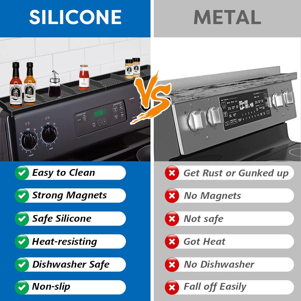 Hydream Stove Top for Silicone Shelf,30 Inch Magnetic Shelf Over the Stove Spice Rack,Kitchen Shelf for Above Stovetop Organizer Magnet Flat Back of Stove Storage Suctioned for The Stove-Black - Image 5