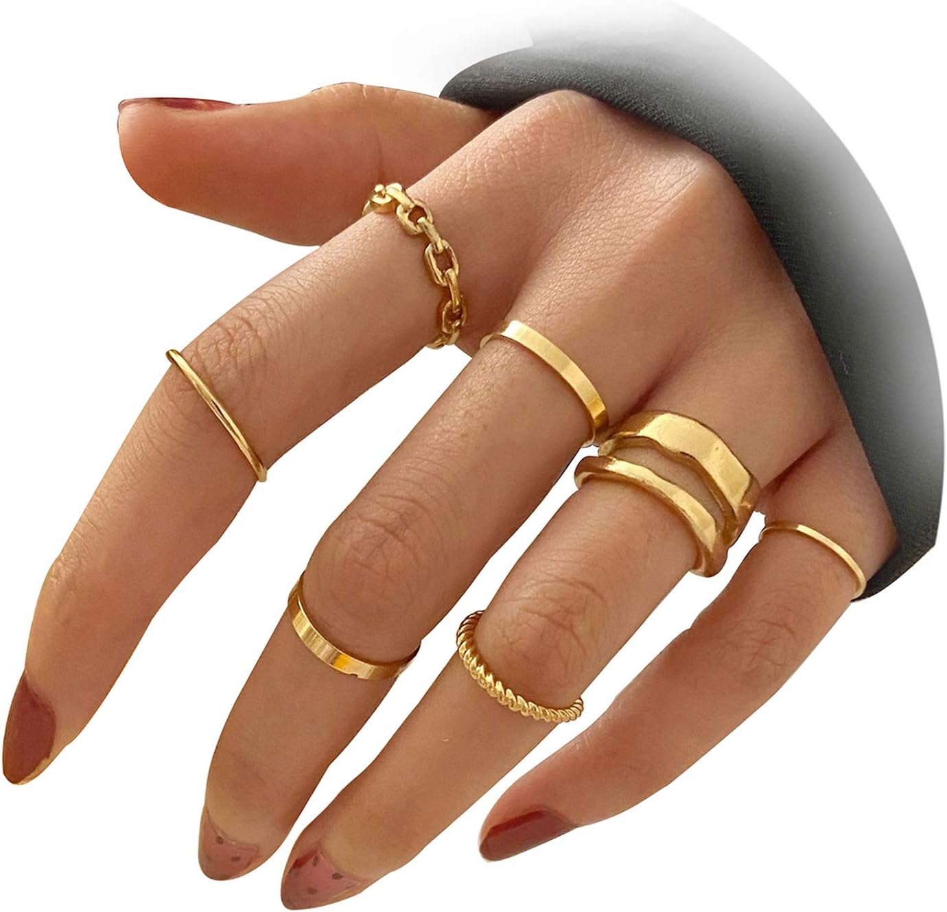 FAXHION Gold Knuckle Rings Set for Women Snake Chain Stacking Ring Vintage BOHO Midi Rings SIze Mixed - Image 2