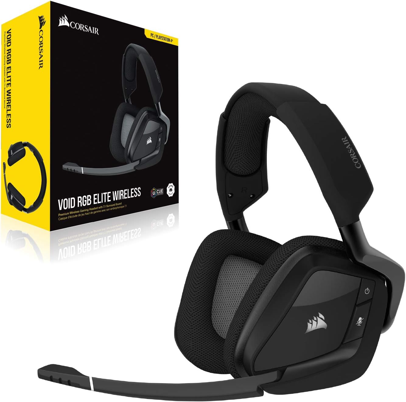CORSAIR VOID RGB ELITE Wireless Gaming Headset – 7.1 Surround Sound – Omni-Directional Microphone – Microfiber Mesh Earpads – Up to 40ft Range – iCUE Compatible – PC, Mac, PS5, PS4 – Carbon - Image 9