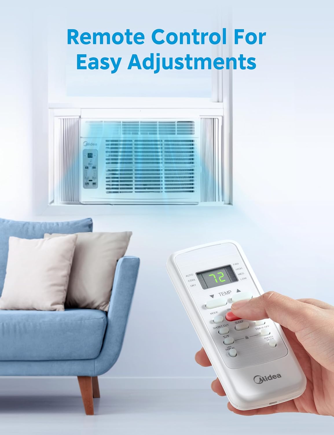 Midea MAW06R1CWT EasyCool 6,000 BTU Window Air Conditioner, Fan-Cools, Circulates and Dehumidifies up to 250 Sq Ft, Reusable Filter, LCD Remote Control, White - Image 6