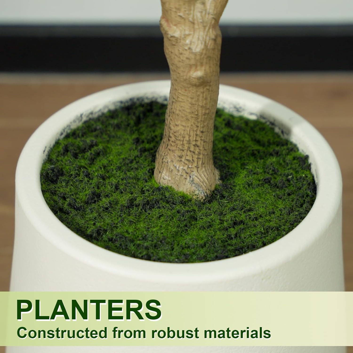 Olive Trees Artificial Indoor, 5FT Tall Faux Olive Tree with White Tall Planter, Artificial Plants with Natural Wood Trunk and Lifelike Fruits for Home Office Decor - Image 8