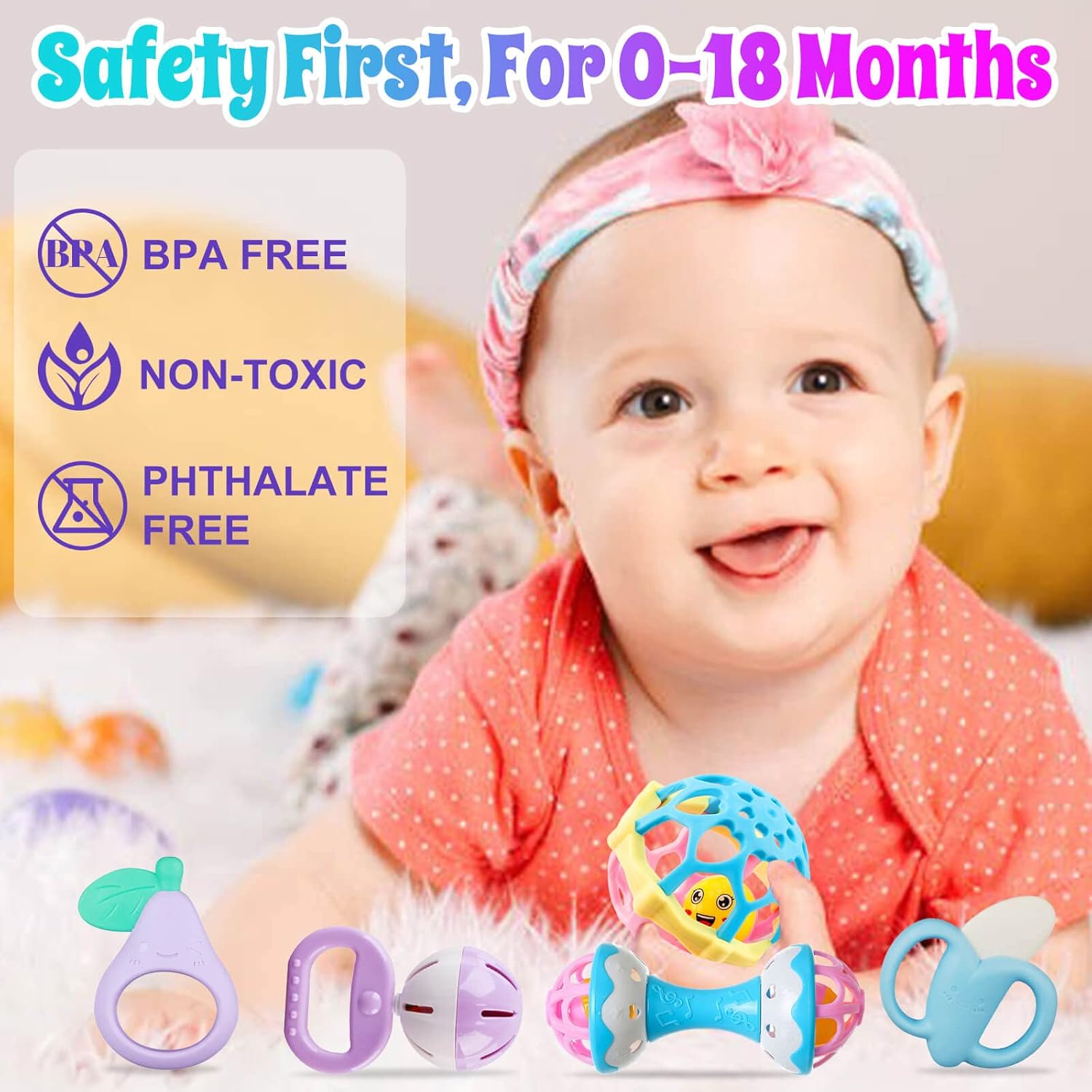 Baby Rattles 0-6 Months: Baby Toys Rattles for Babies 6-12 Months Infant Toys 0-3 Months Newborn Toys Teething Toys 3-6 Months - Baby Rattle Socks Baby Gifts for Boy Girl - Image 4
