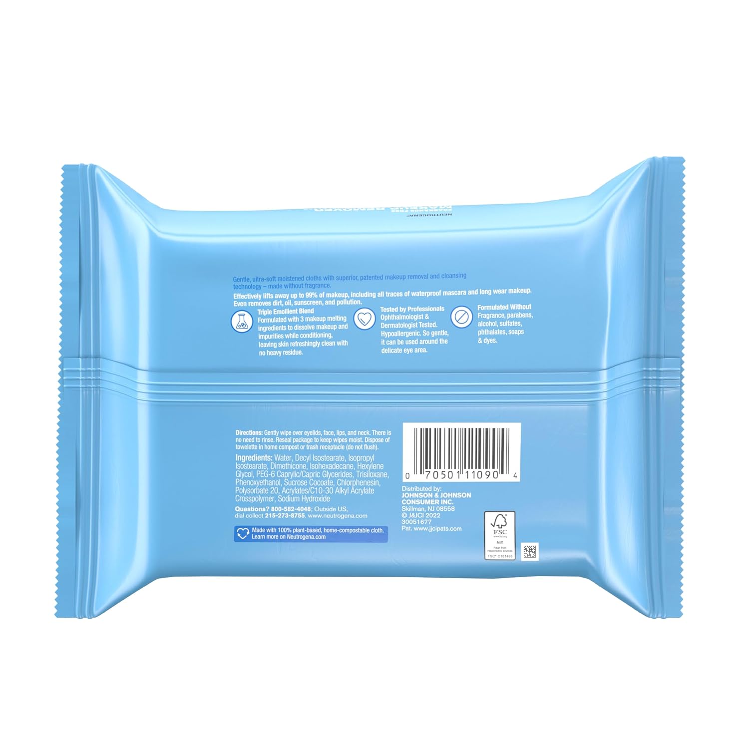 Neutrogena Fragrance-Free Makeup Remover Wipes, Daily Facial Cleanser Towelettes, Gently Removes Oil & Makeup, Alcohol-Free Makeup Wipes, 25 ct - Image 8