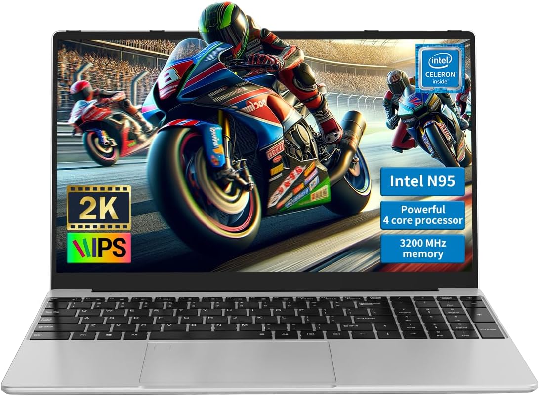 Laptop Computer, Gaming Laptop,16GB DDR4 RAM 512GB SSD, 1.7-3.4GHz Intel N95 Processor, 15.6" FHD 1920 * 1080, 180 Angle Opening, Fingerprint Unlock, Backlit Keyboard, Windows 11 Pro - Image 2