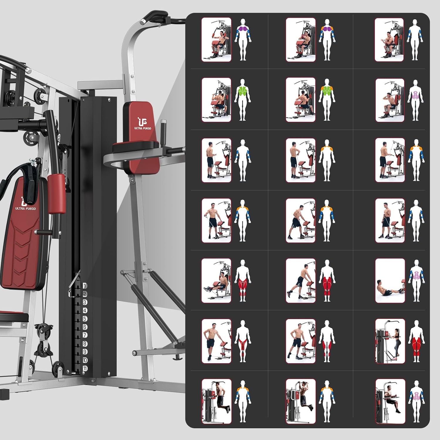 Multifunctional Home Gym Equipment Workout Station with Pulley System, Arm, and Leg Developer for Full Body Training - Image 8