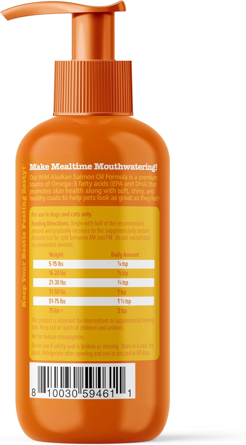 Zesty Paws Wild Alaskan Salmon Oil for Dogs and Cats- Skin and Coat Support, Omega 3 Supplement for Pets, 8.5oz - Image 8