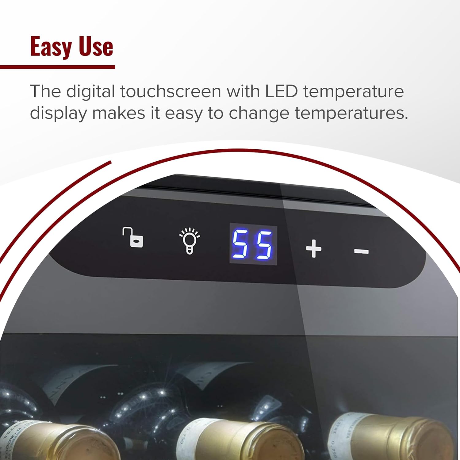 Wine Enthusiast 24-Bottle Compressor Wine Cooler with Upright Bottle Storage - Freestanding Wine Refrigerator with Digital Touchscreen and LED Temperature Display - Image 6