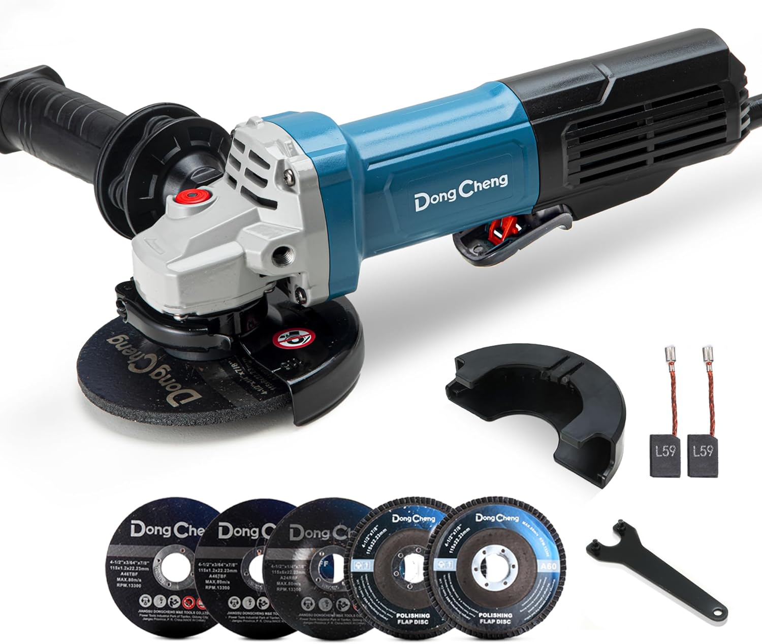 DongCheng 9.2 Amp Power Angle Grinders, 4-1/2 in., 11800RPM, Tool-Free Guard, Electric Metal Grinder Tool, Small Corded Angle Grinder, Paddle Switch, Shockproof Handle for Cutting, Grinding, Polishing - Image 2