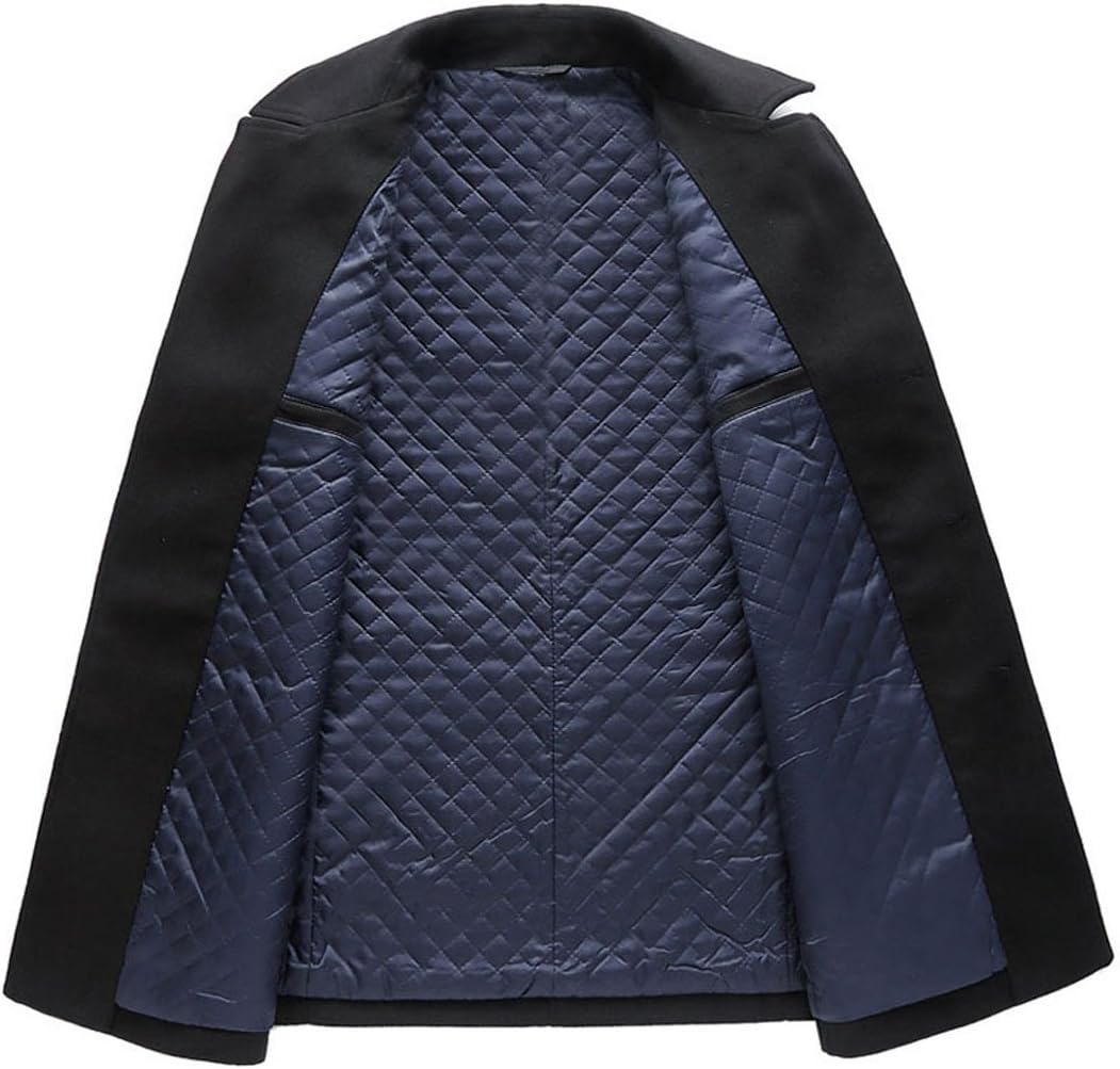 chouyatou Men's Classic Notched Collar Double Breasted Wool Blend Pea Coat - Image 4