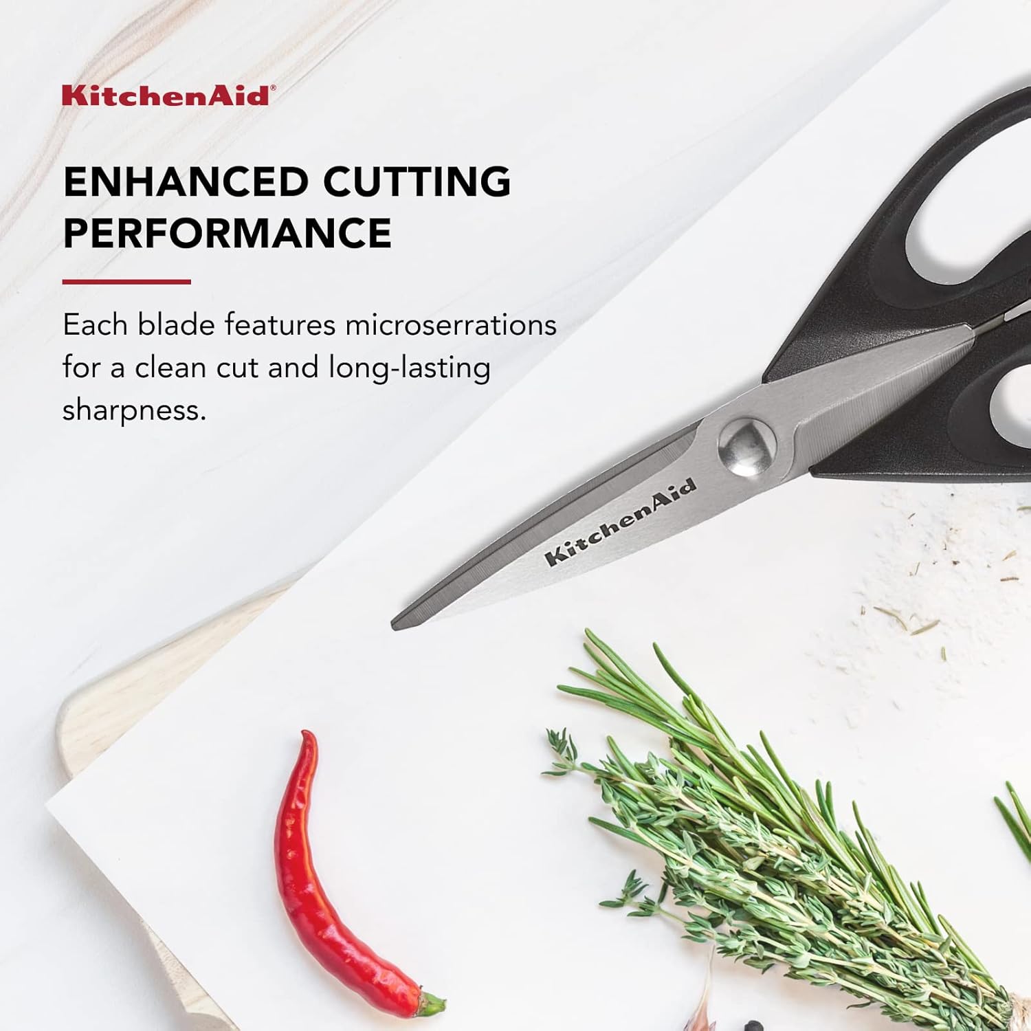 KitchenAid All Purpose Kitchen Shears with Protective Sheath Durable Stainless Steel Scissors, Dishwasher Safe, Soft Grip Comfort Handle, 8.72 Inch, Black - Image 5