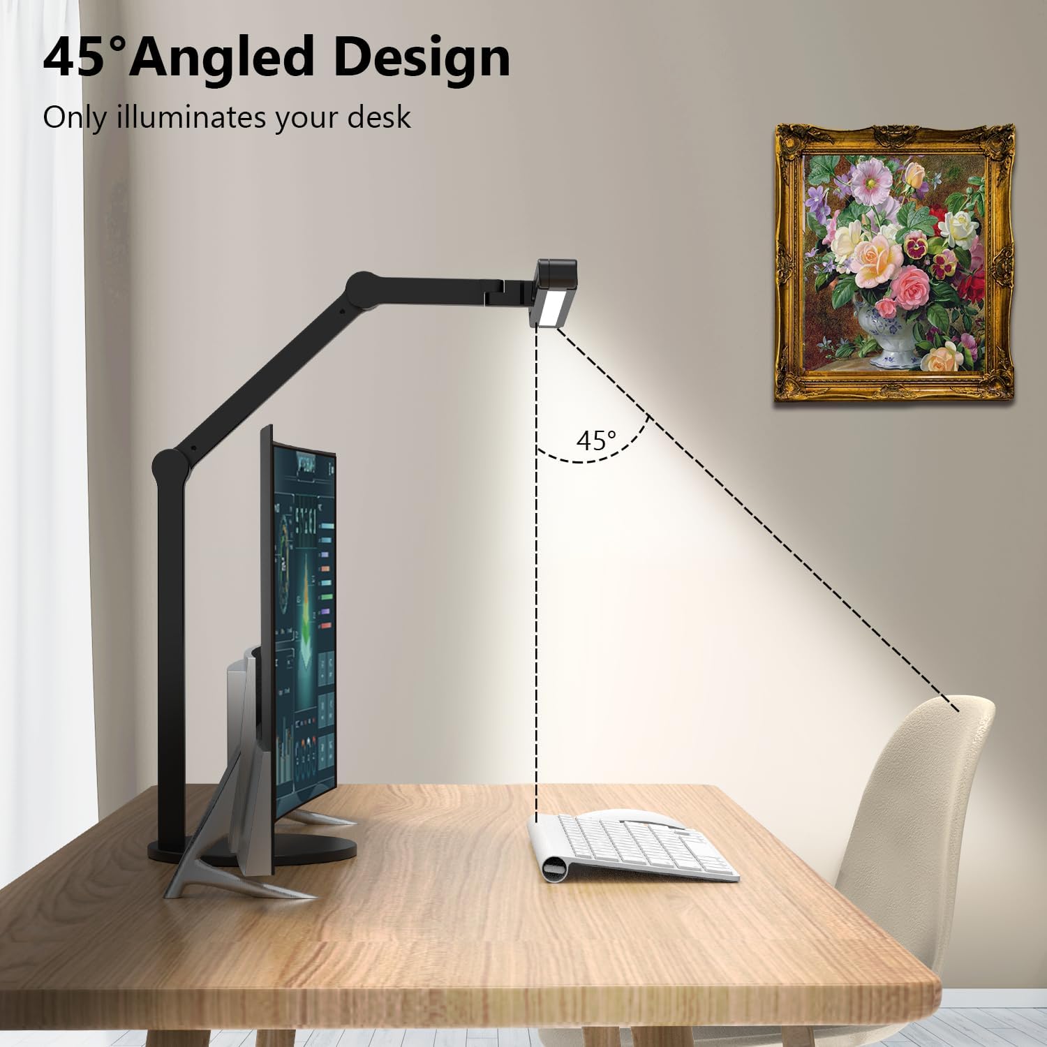 Micomlan Architect Desk Lamp with Atmosphere Lighting, Adjustable Led Desk Light for Home Office with Base, 24W Bright Auto Dimming Table Light with Rotatable Swing Arm for Workbench Computer - Image 5