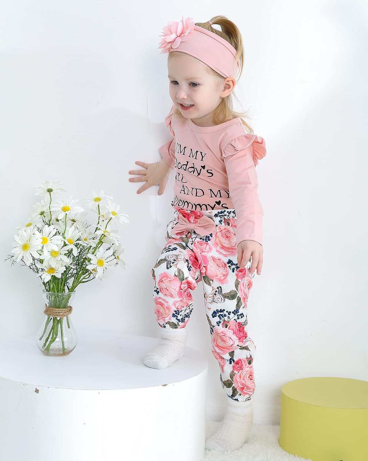 SUNNY PIGGY Newborn Infant Baby Girl Clothes Ruffle Romper Toddler Girl Floral Cotton Pant Sets Girls Clothing Outfit - Image 4