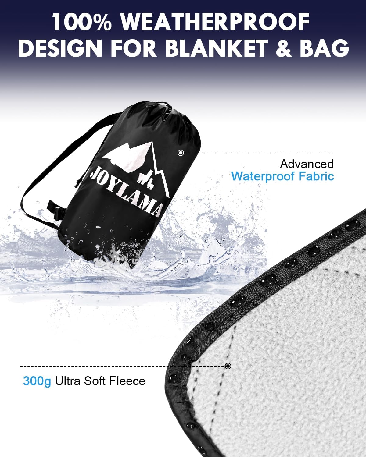 Outdoor Camping Blanket, Fleece Waterproof Stadium Blanket with Portable Bag, Lightweight Camping Blanket for 2 People, Cold Weather, Sports, Pet, Beach, Picnic, Stadium, Travel, Car, 79*54inch - Image 4