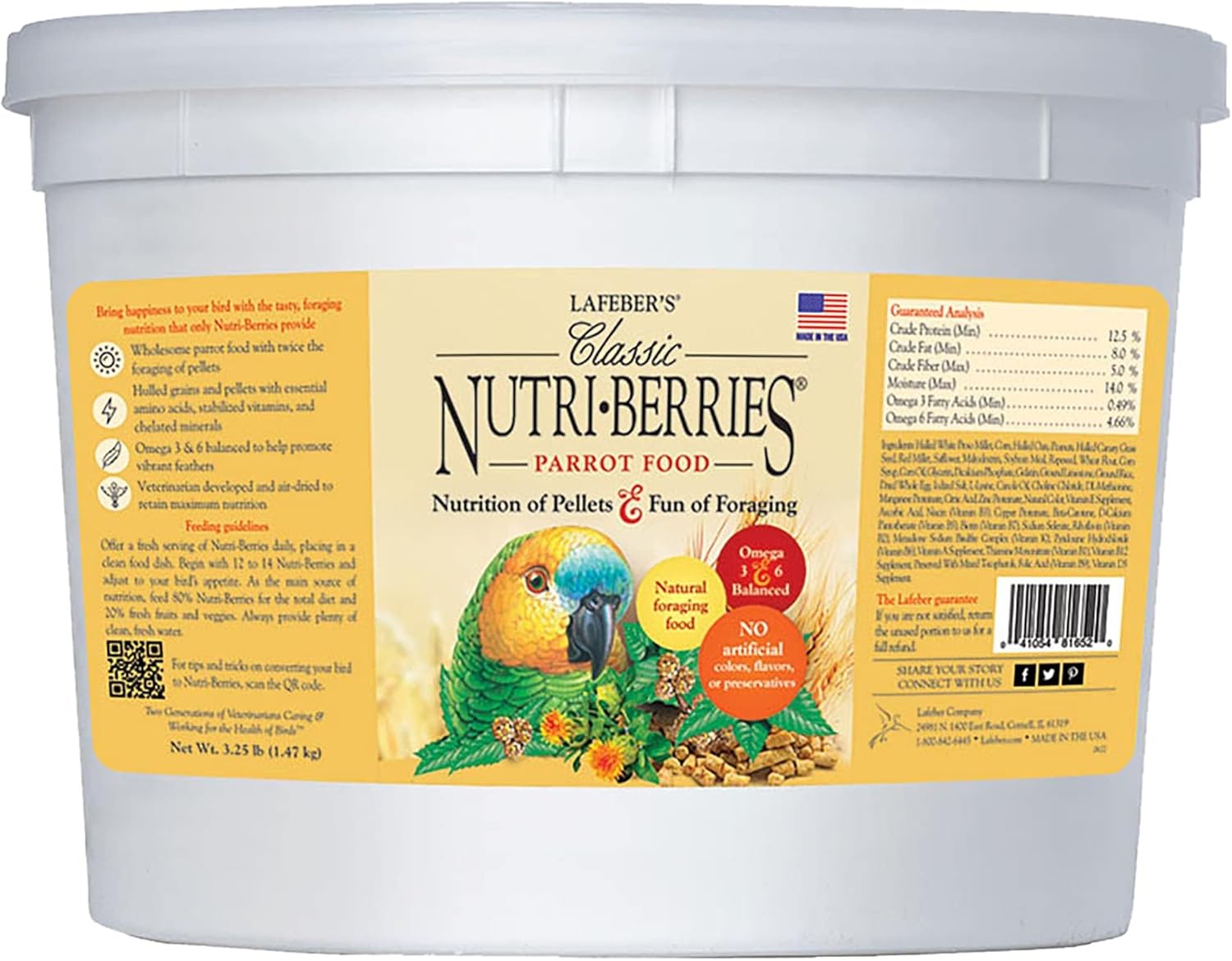 LAFEBER'S Classic Nutri-Berries Pet Bird Food, Made with Non-GMO and Human-Grade Ingredients, for Parrots, 3.25 lb - Image 3